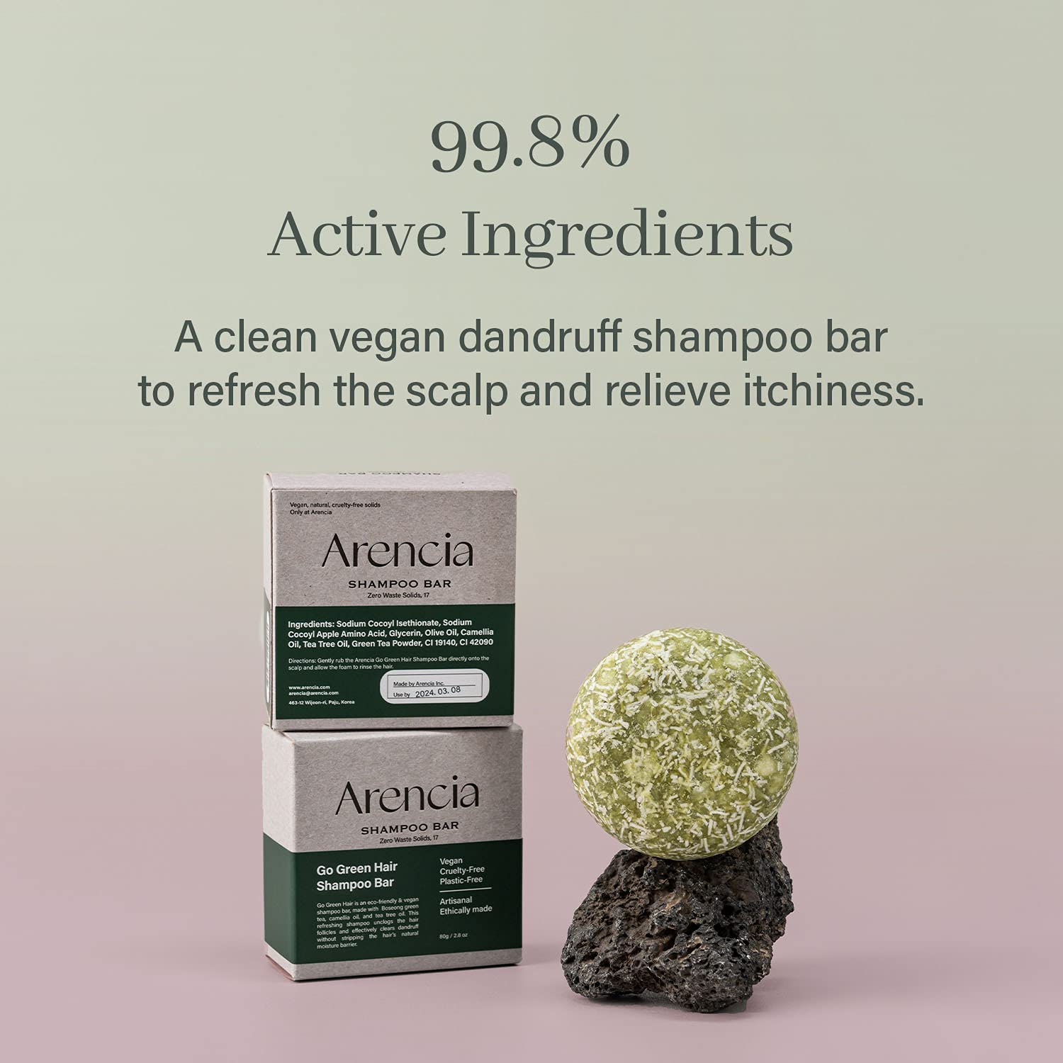 ARENCIA Go Green Tea Tree Shampoo Bar for Dandruff, Itchy Scalp, Normal to Oily hair – Refreshing Anti-dandruff, Vegan, pH balanced, Sulfate free, Eco friendly - Image 8