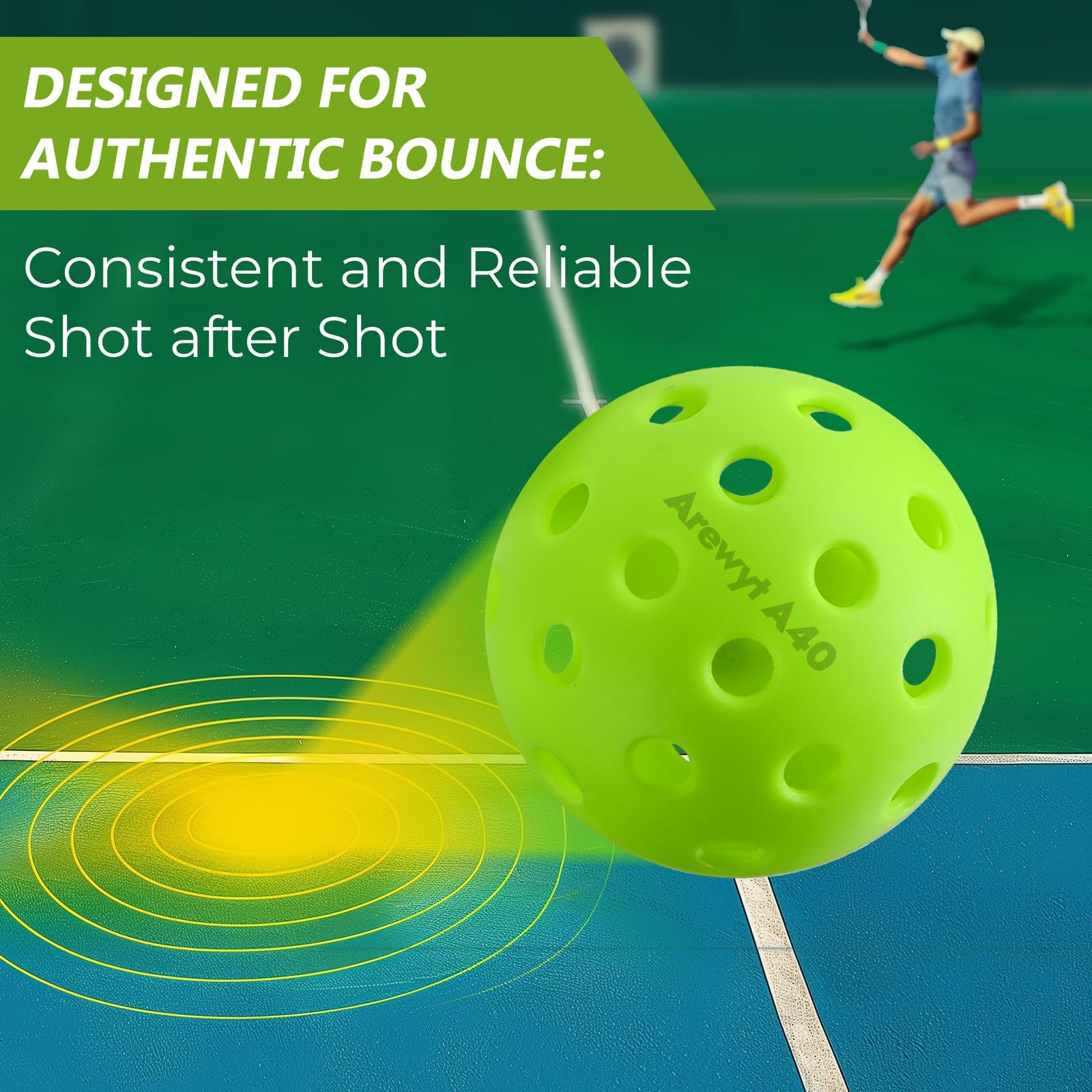 Arewyt Pickleball Balls, 6 Pack 40 Holes Outdoor Pickleball Balls, High Visibility and Bounce, Durable Pickle Balls for All Style Pickleball Paddles & All Skill Levels, Neon Green - Image 6