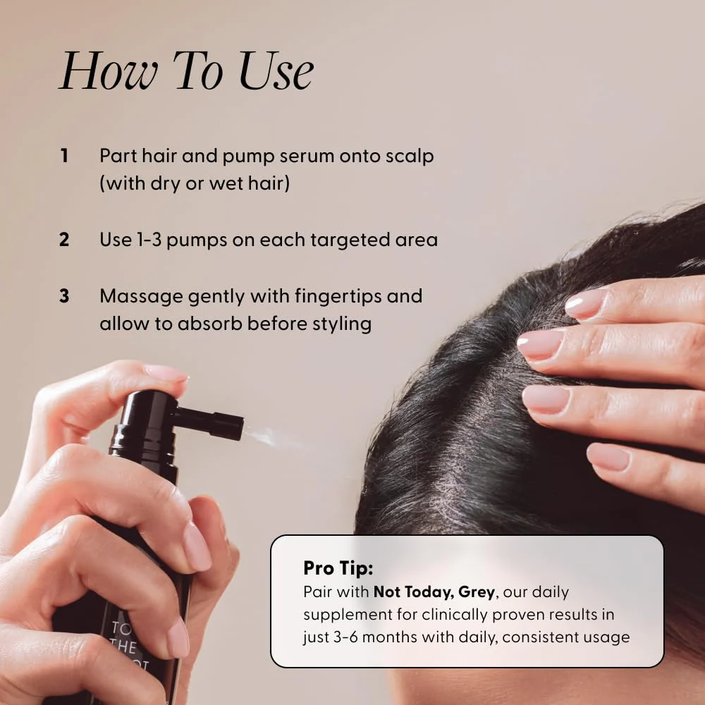 Arey To The Root Hair Serum for Women & Men | Slows Grey Hair Growth & Preserves Pigment in 3–6 Months | Anti Grey Scalp Serum for Healthier, Fuller-Looking Hair | Vegan & Oil-Free Formula (1 Month) - Image 3
