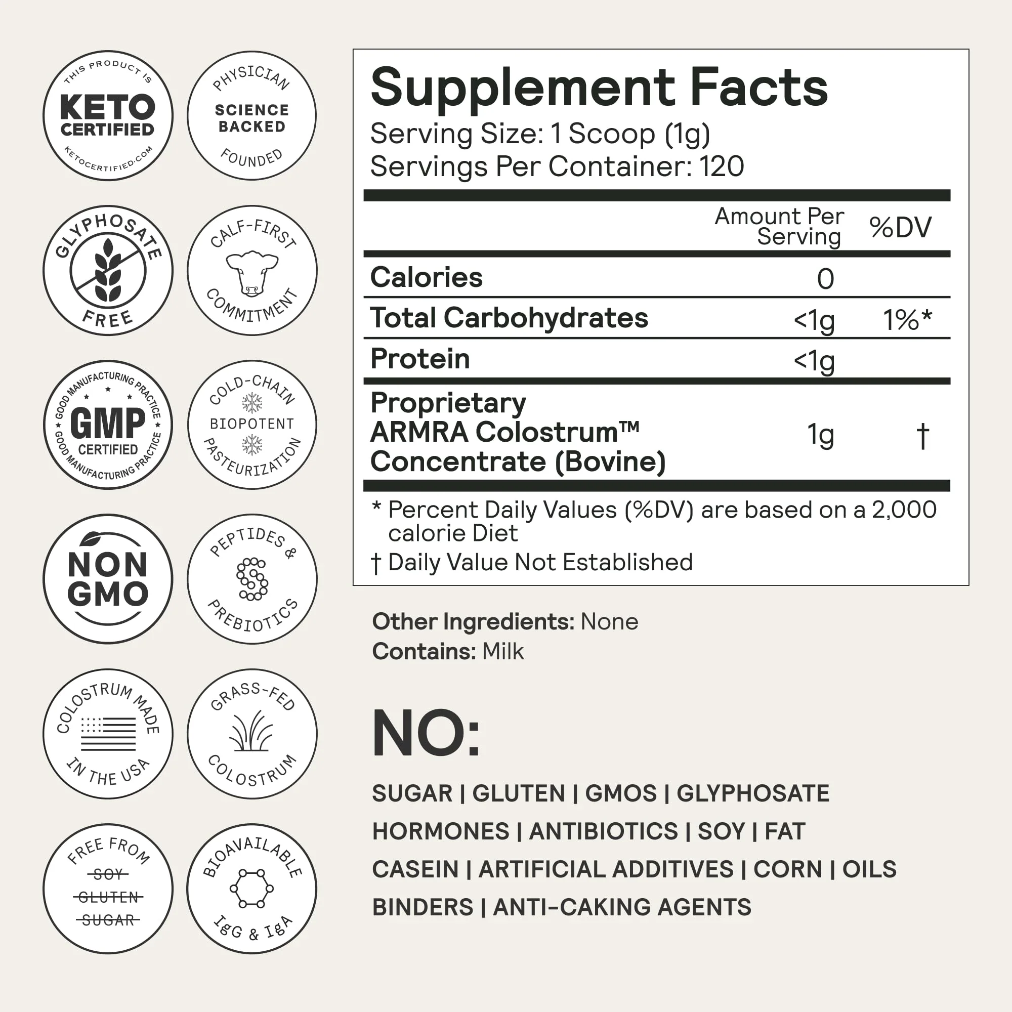 ARMRA Colostrum Powder | Unflavored | Gut Health & Bloating | Skin & Hair | Immunity | Keto, Gluten & Fat-Free | 120 Servings - Image 4
