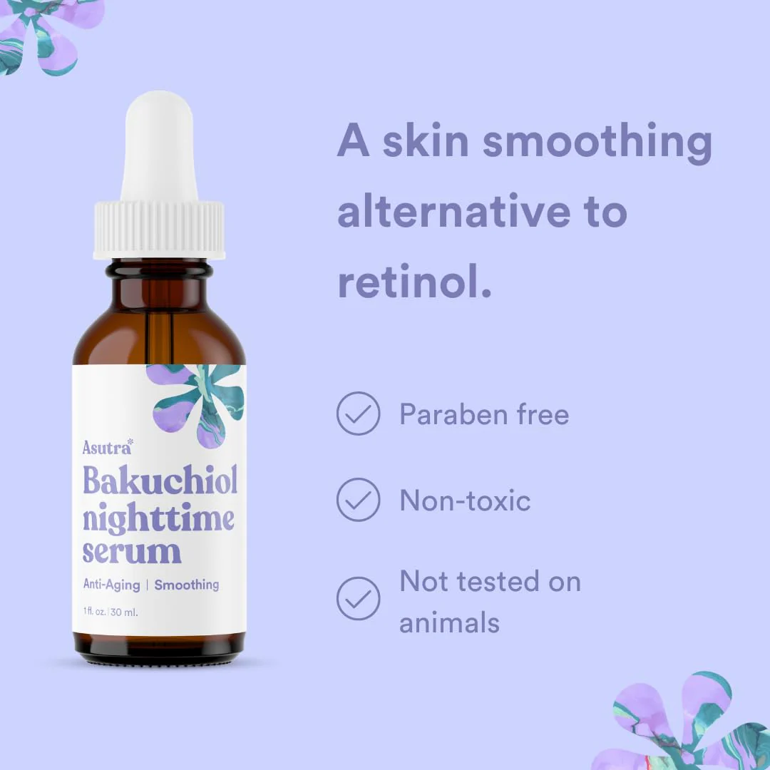 ASUTRA Bakuchiol Nighttime Serum, 1 fl oz - Skin Smoothing Retinol Alternative, Nourish and Hydrate Skin, Gentle Face Serum - Image 2