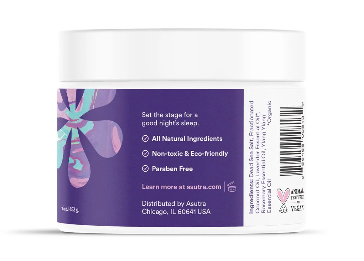 ASUTRA Dead Sea Bath Salts (Bedtime Soak), 16 oz - Soak in Rich & Vital Healing Minerals - Prepare for Sweet Dreams with Lavendar, Rosemary, & Ylang Ylang Essential Oils - Image 2