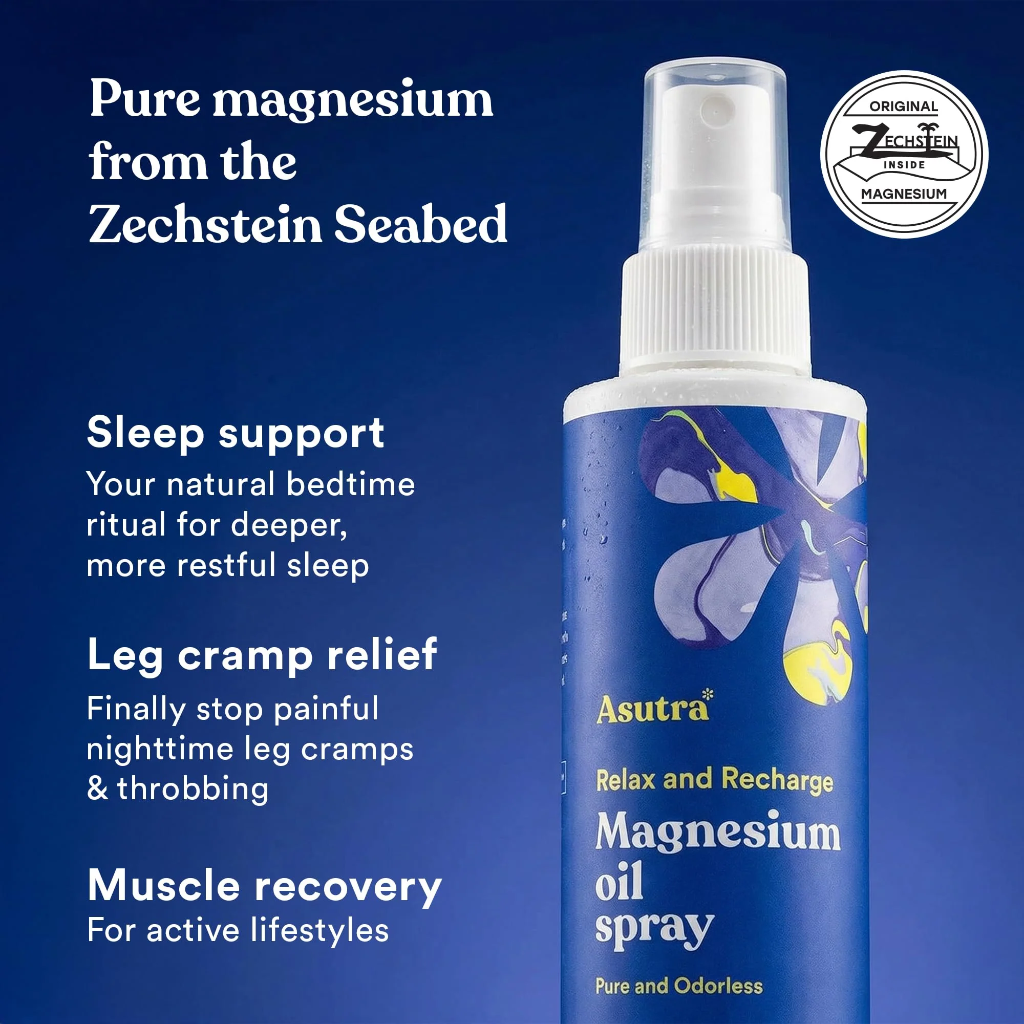 ASUTRA Magnesium Oil Spray, 4 fl oz - Magnesium Spray for Leg Cramps, Pain Relief Derived from Zechstein Seabed - Image 4