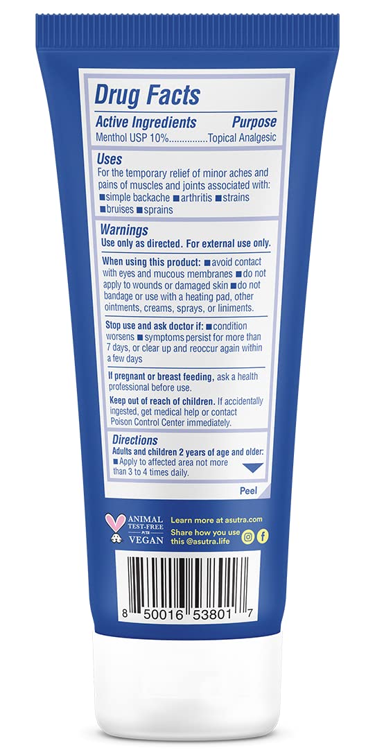 ASUTRA Muscle Pain Relief Cream 3.4 oz | Cooling Menthol with Moisturizing Magnesium and Arnica Montana Oil - Image 3