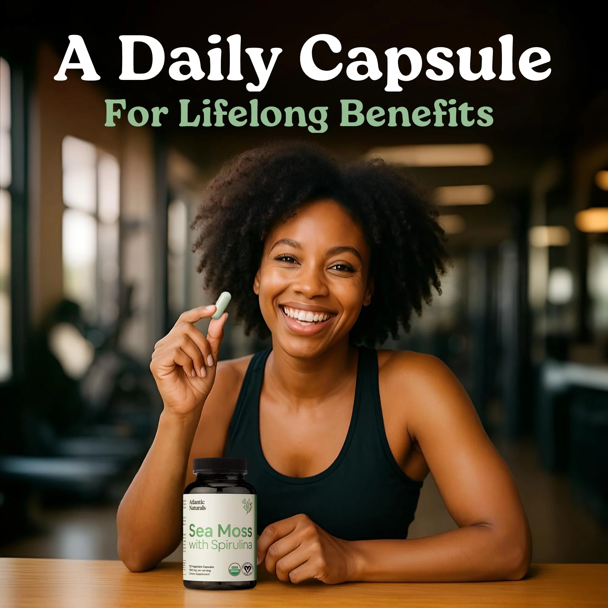 Atlantic Naturals Sea Moss with Spirulina Superfood Capsules - Multivitamin Supplement Supports Healthy Iron and Immune Health, Alternative to Seamoss Gel and Powder - Irish Sea Moss Capsules (120 ct) - Image 2