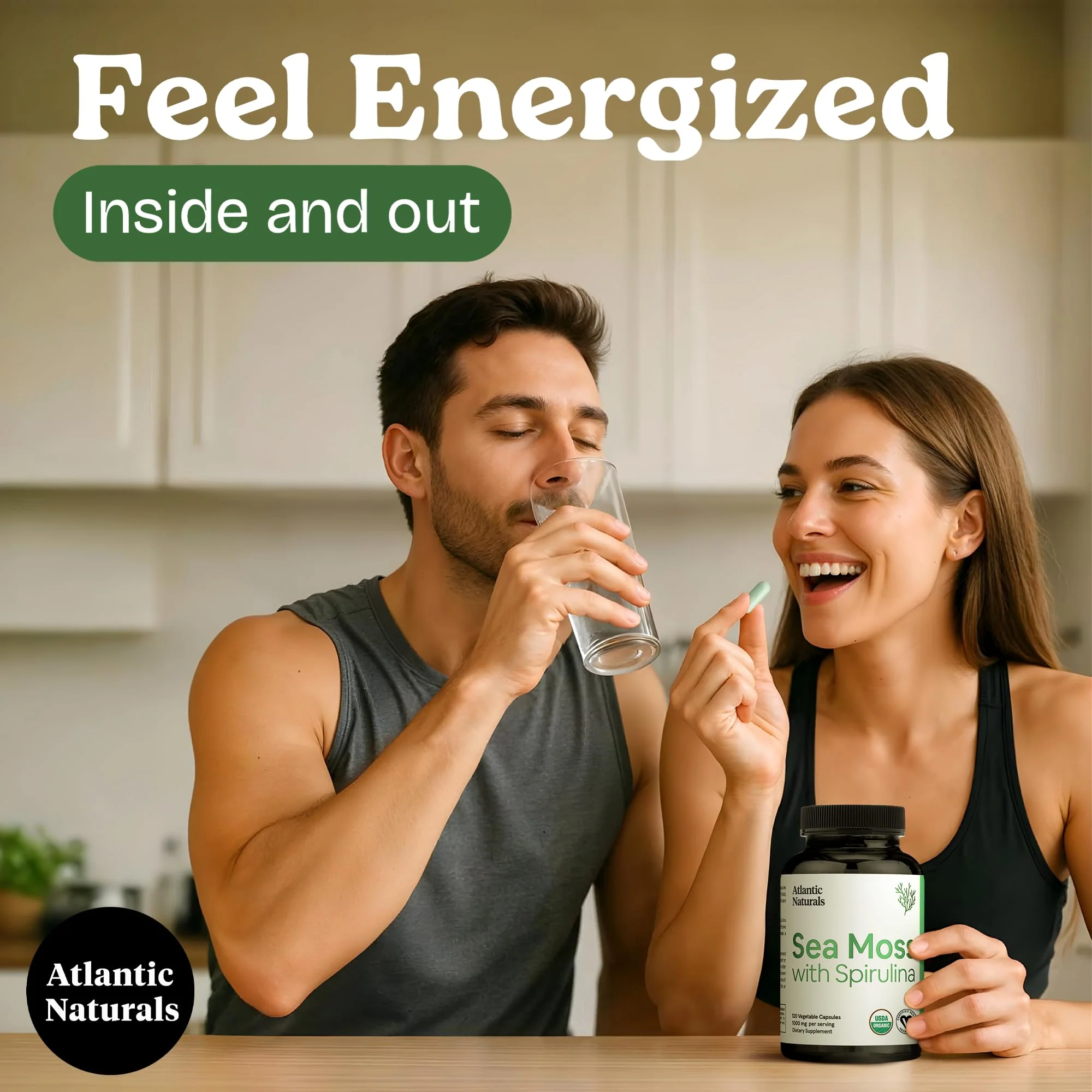 Atlantic Naturals Sea Moss with Spirulina Superfood Capsules - Multivitamin Supplement Supports Healthy Iron and Immune Health, Alternative to Seamoss Gel and Powder - Irish Sea Moss Capsules (120 ct) - Image 5