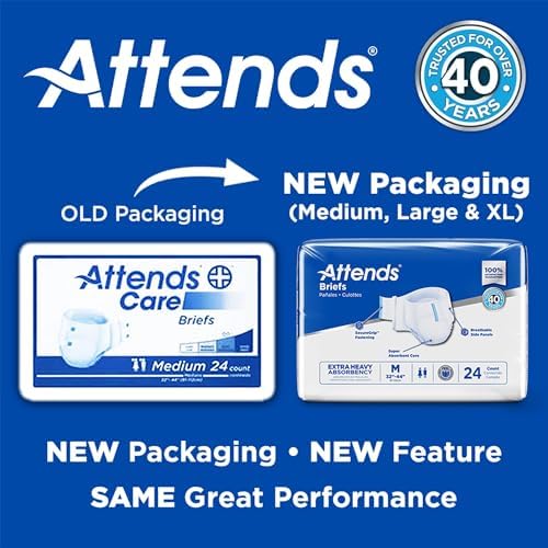 Attends Care Incontinence Disposable Briefs, Medium, 32"-44" Waist Tab Closure, Heavy Absorbency, Premium Softness and Breathable Fabric, 24ct Bag - Image 7