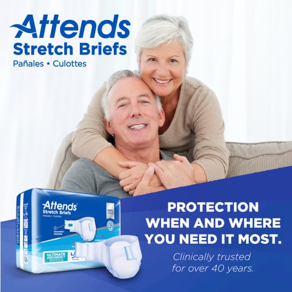 Attends Stretch Adult Incontinence Disposable Briefs, Large/X-Large, 40"-70" Waist with SecureGrip Tab Closure, Ultimate Absorbency with Dry-Lock Containment Core and Breathable Side Panels, 24ct Bag - Image 4