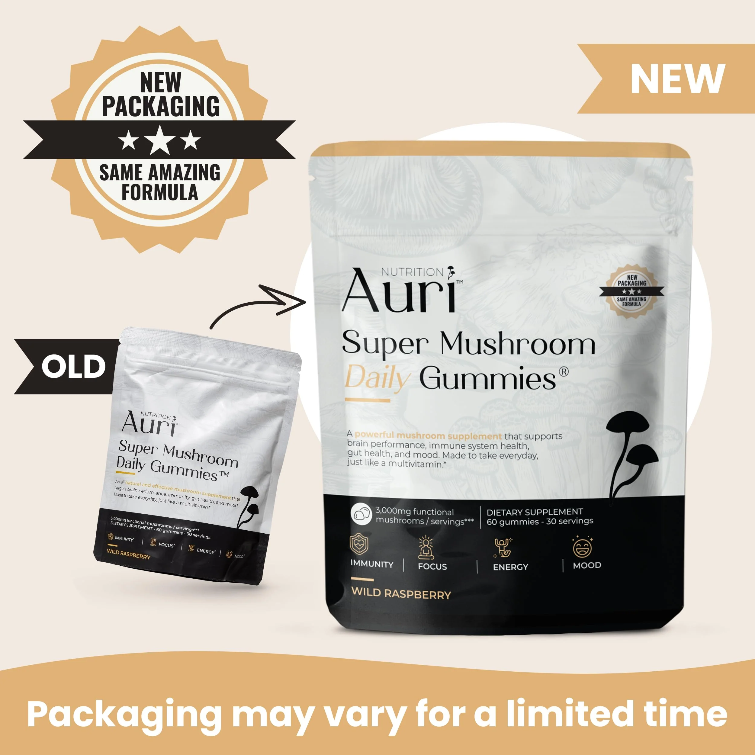 Auri Nutrition Super Mushroom Daily Gummies – All-in-One Functional Gummy with 12 Mushroom Blend Including Lion’s Mane, Reishi, Chaga & Cordyceps – 60 Gummies - Image 8