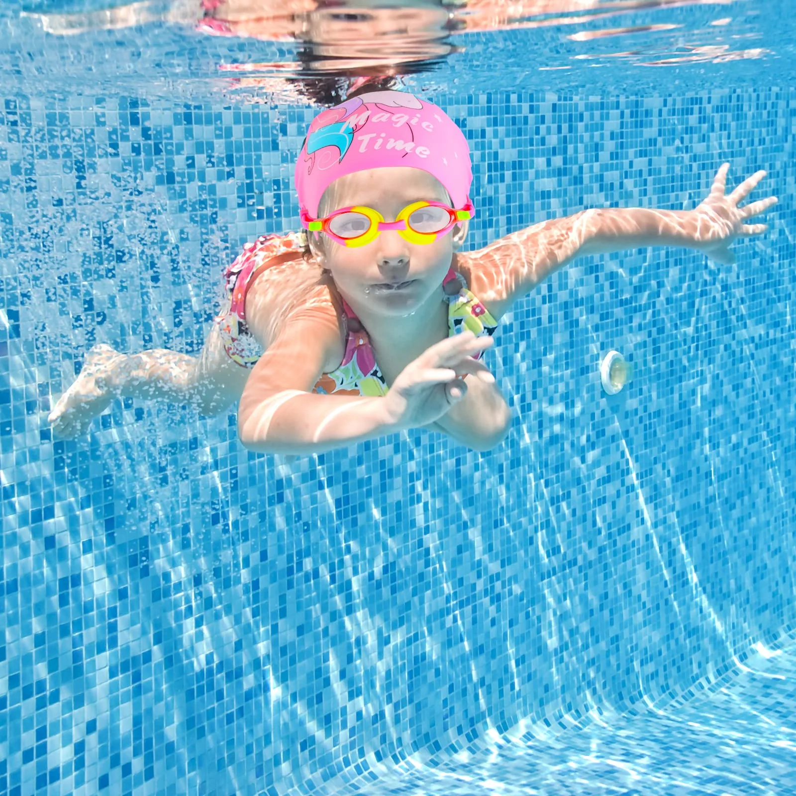 AuSletie Kids Swim Caps for Girls, Toddler Silicone Swimming Cap for Kids, Durable Comfortable Swimming Caps for Girls - Image 3