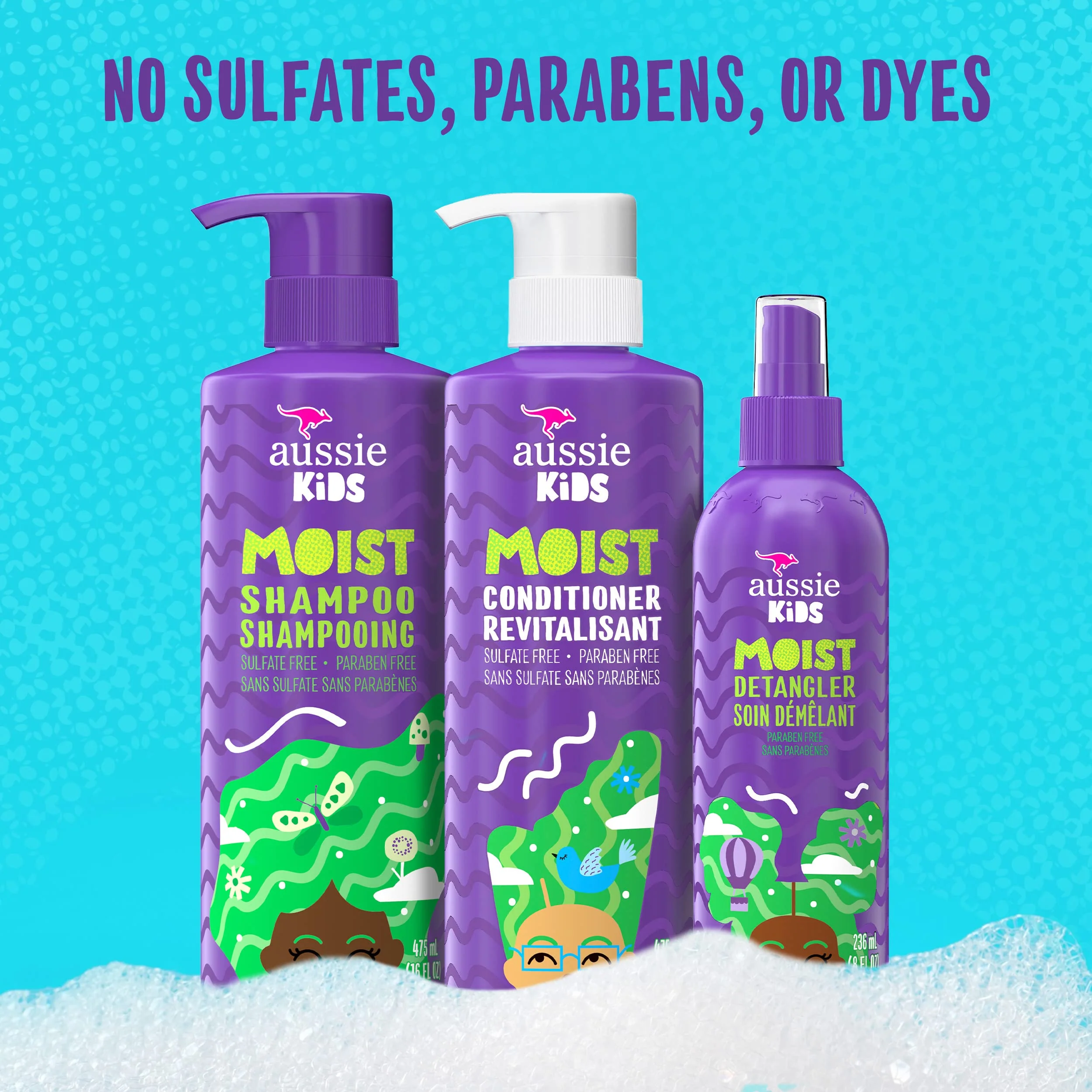 Aussie Kids Hair Care Bundle Set Including: Shampoo (16 Fl Oz), Conditioner (16 Fl Oz) & Detangler Spray (8 Fl Oz), Paraben- Freem Sulfate-Free, Dye-Free, Cruelty-Free, Tangle-Free Styling - Image 3