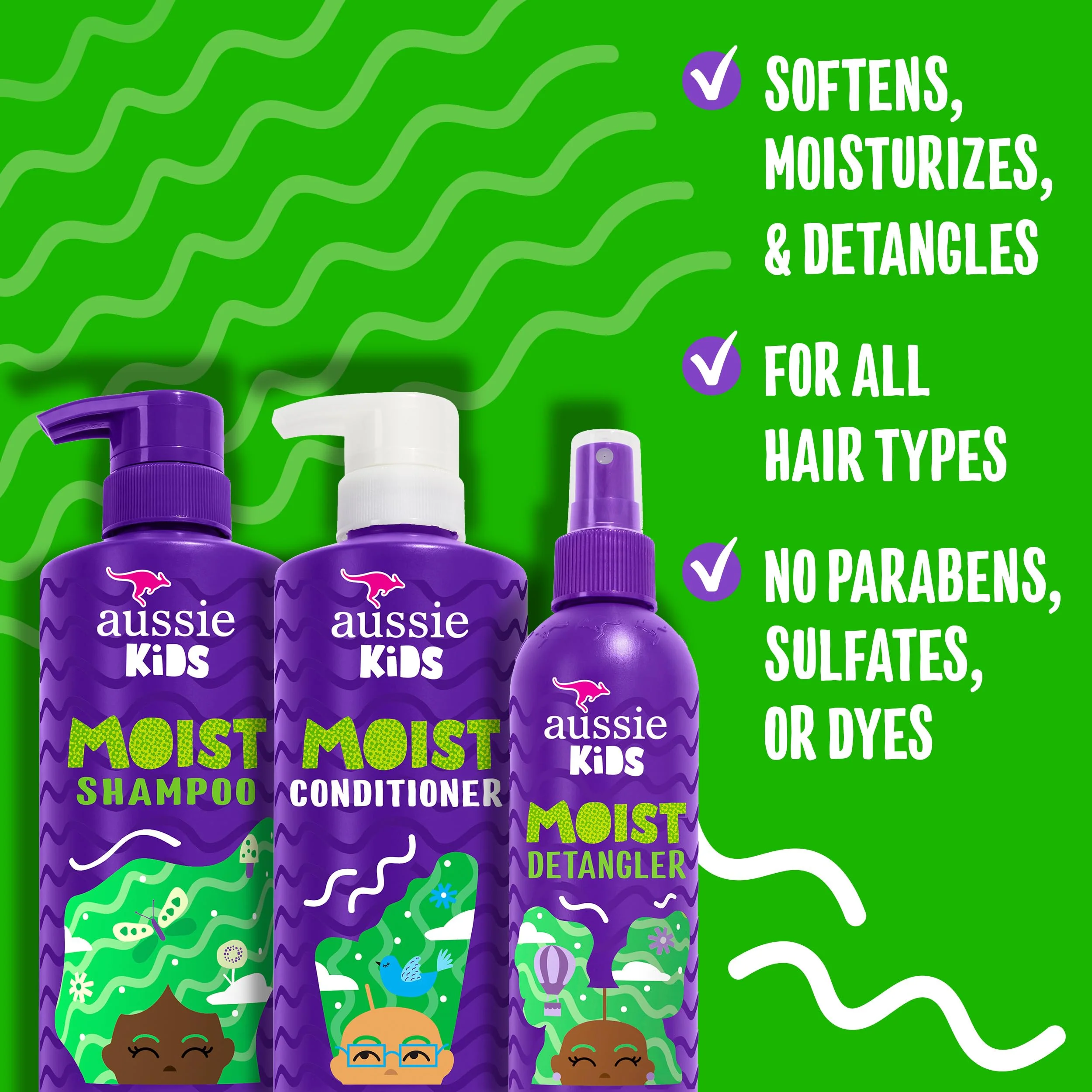 Aussie Kids Hair Care Bundle Set Including: Shampoo (16 Fl Oz), Conditioner (16 Fl Oz) & Detangler Spray (8 Fl Oz), Paraben- Freem Sulfate-Free, Dye-Free, Cruelty-Free, Tangle-Free Styling - Image 9