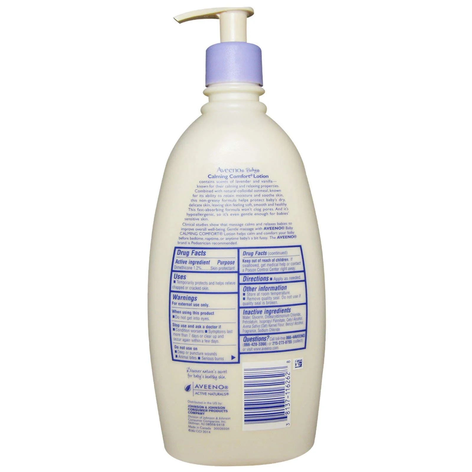 Aveeno, Calming Comfort Lotion, Lavender & Vanilla, 18 fl oz (532 ml) - Image 2