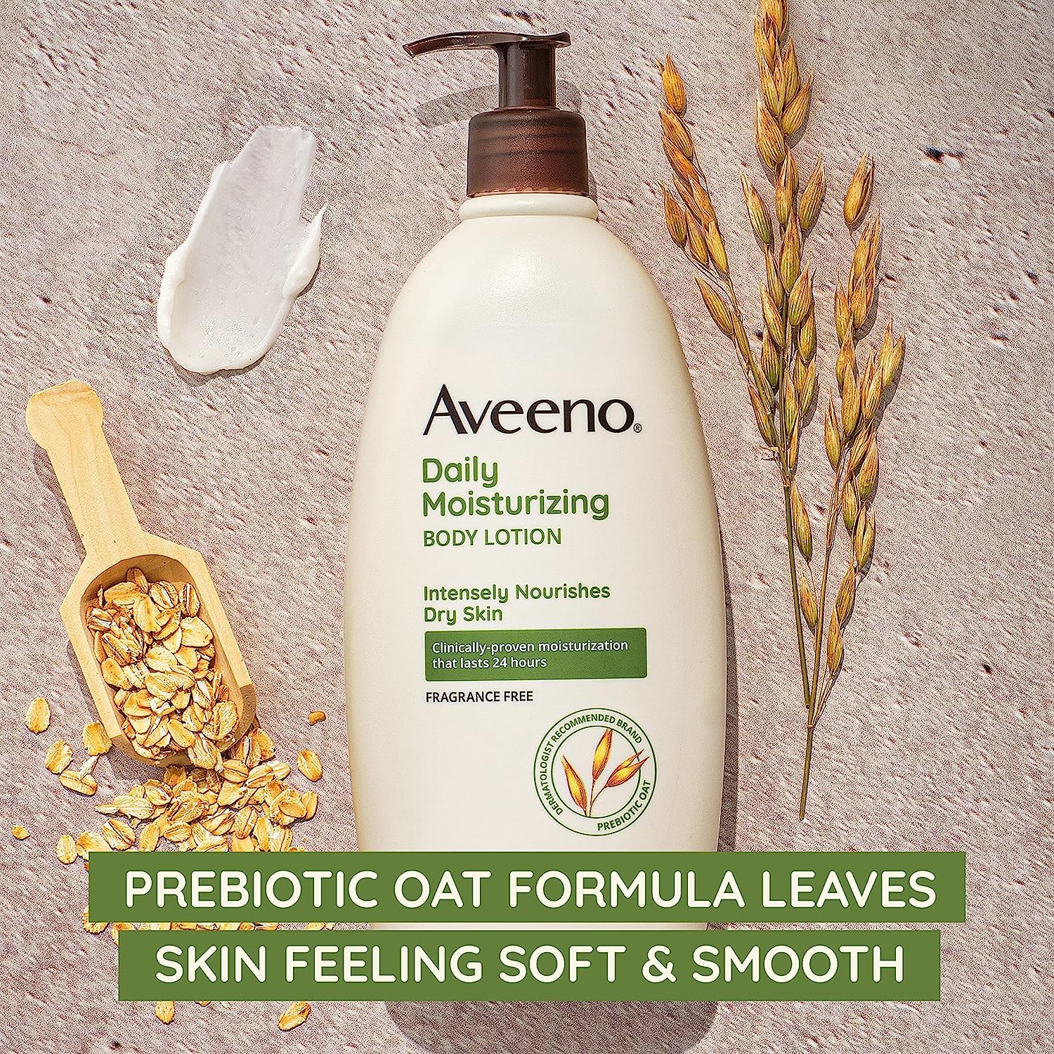 Aveeno Daily Moisturizing Body Lotion, Body Lotion for Dry Skin with Prebiotic Oat, Paraben Free, Fragrance Free, Non-Greasy, Non-Comedogenic Moisturizer, 18 FL OZ - Image 6