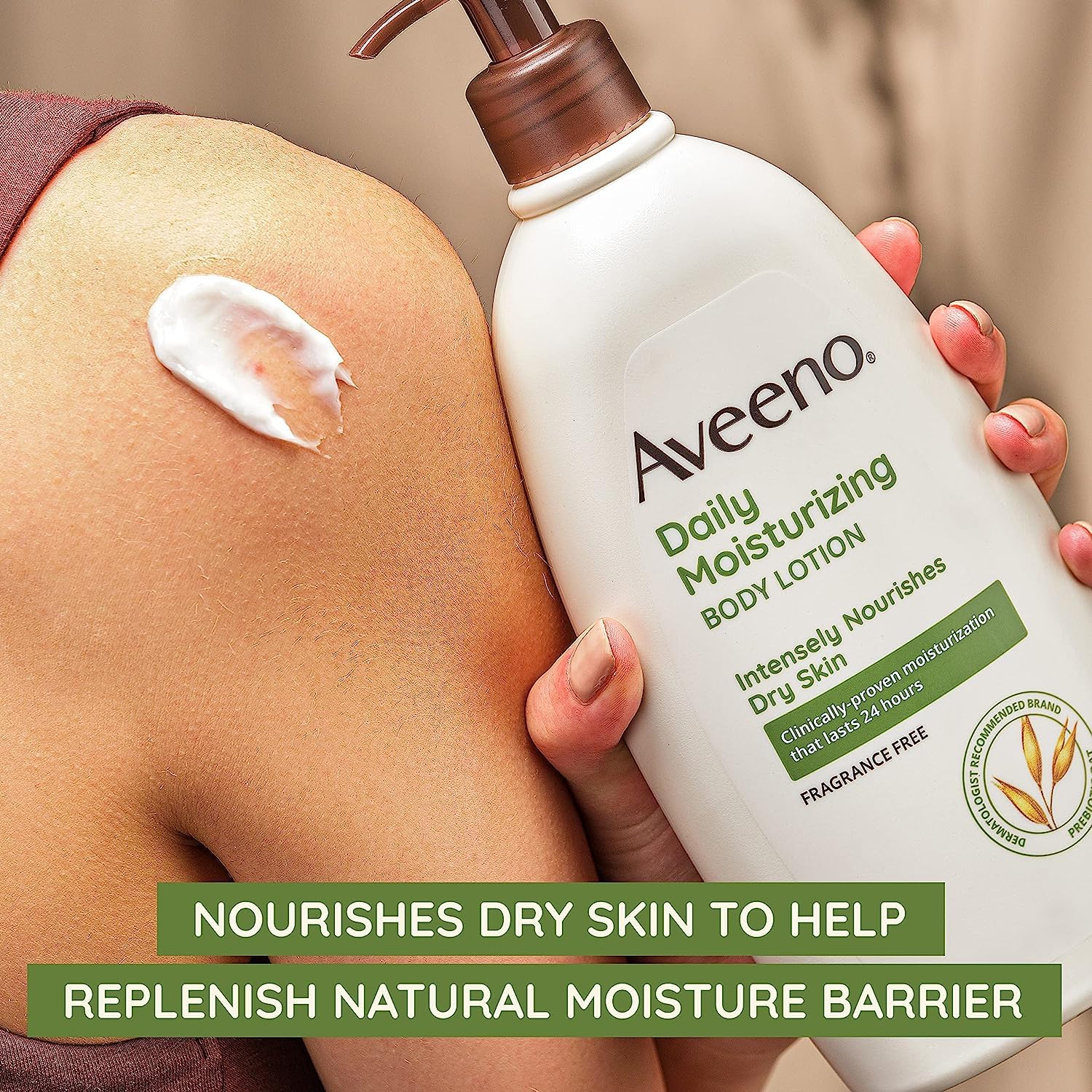 Aveeno Daily Moisturizing Body Lotion, Body Lotion for Dry Skin with Prebiotic Oat, Paraben Free, Fragrance Free, Non-Greasy, Non-Comedogenic Moisturizer, 18 FL OZ - Image 8