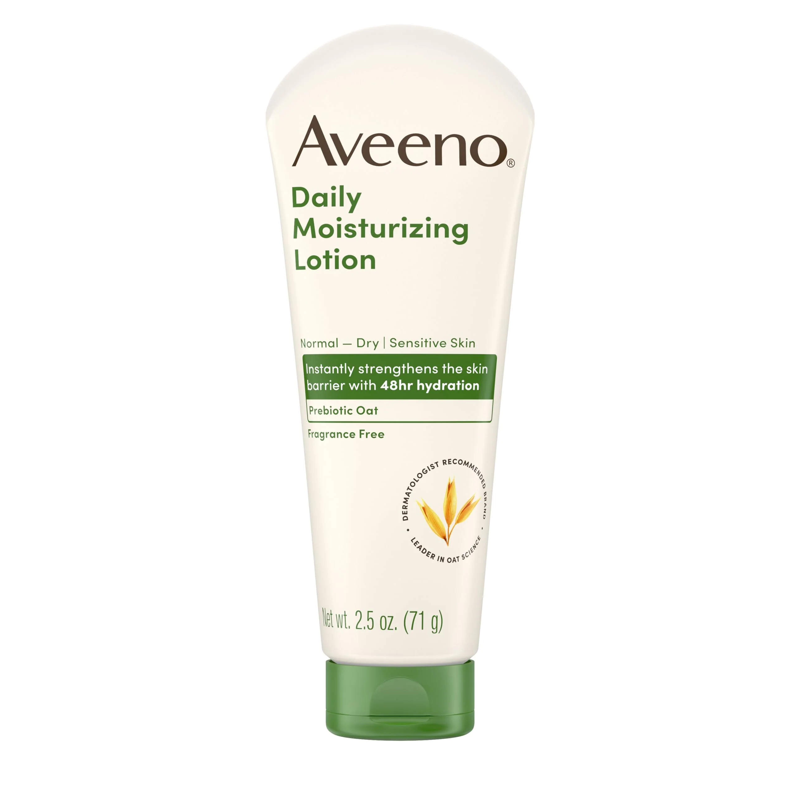 Aveeno Daily Moisturizing Body Lotion with Soothing Prebiotic Oat, Gentle Lotion Nourishes Dry Skin With Moisture, Paraben-, Dye- & Fragrance-Free, Non-Greasy & Non-Comedogenic, 2.5 fl. oz, 3 Pack - Image 9