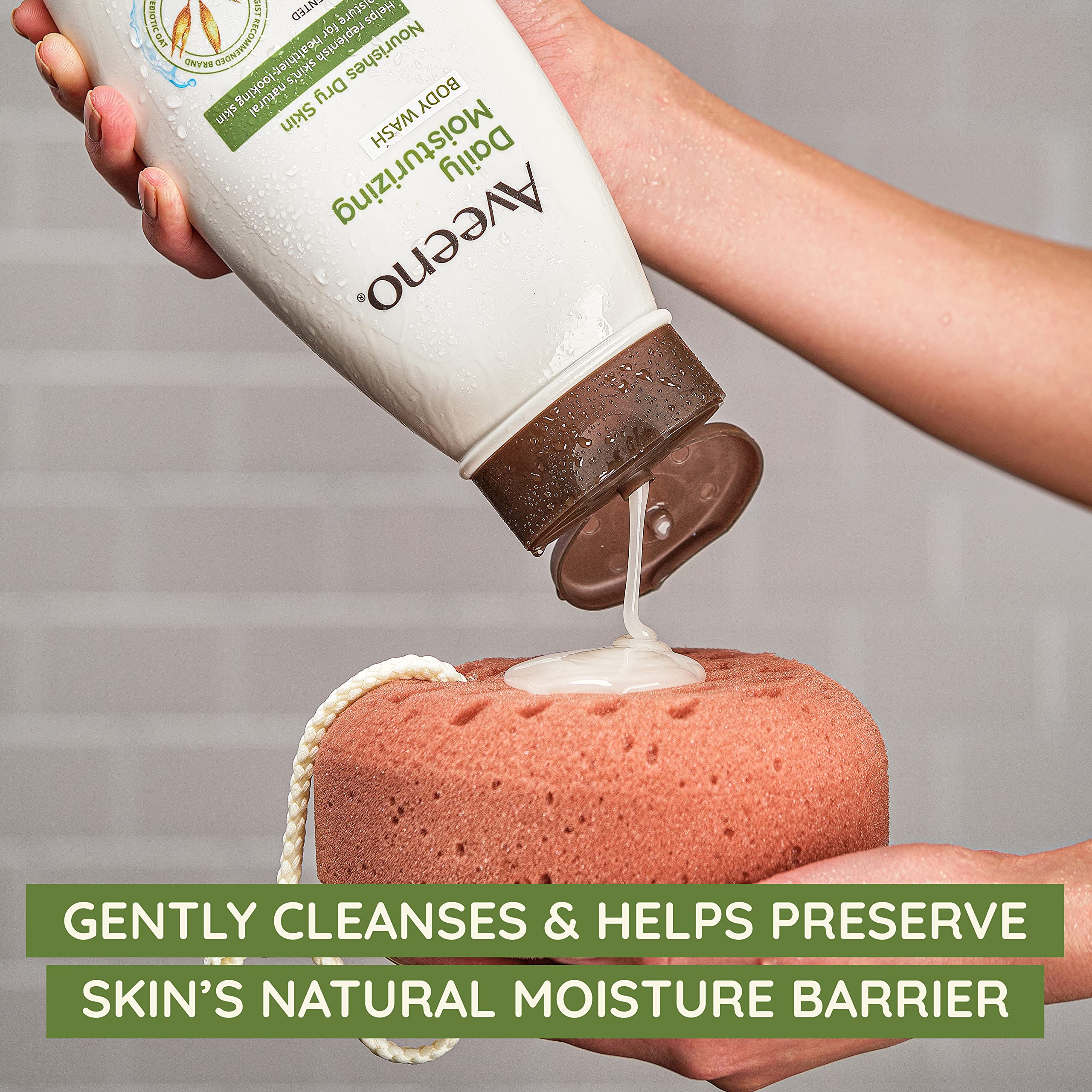 Aveeno Daily Moisturizing Body Wash for Sensitive Skin + Prebiotic Oat, Gently Cleanses, Nourishes & Feels Moisturizing Dry Skin, Light Fragrance, Refill Pouch, 36 fl. oz - Image 8