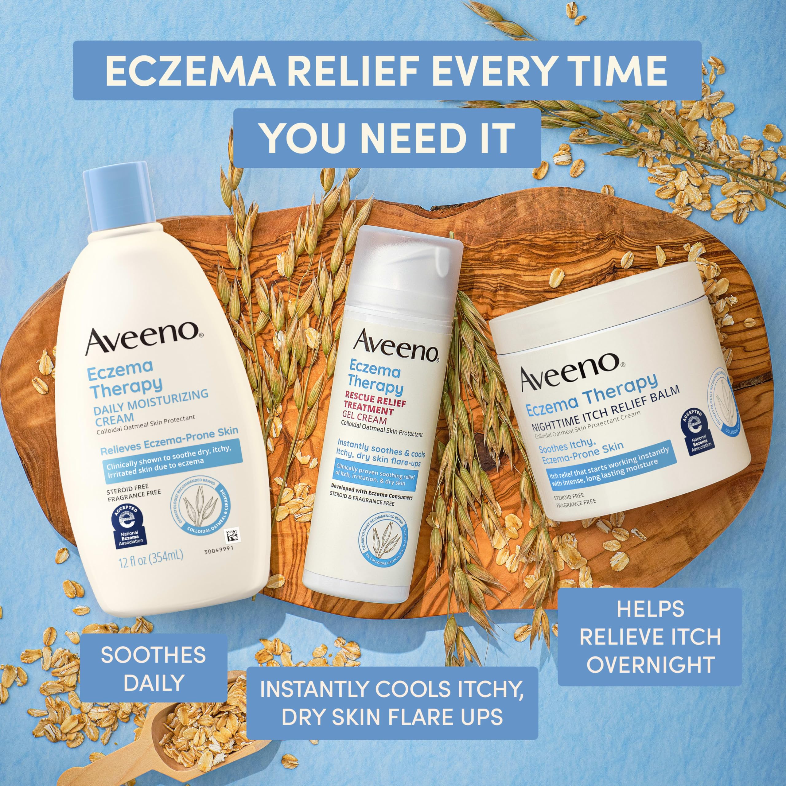Aveeno Eczema Therapy Daily Moisturizing Body Cream for Sensitive Skin, Soothing Eczema Relief Cream, Colloidal Oatmeal & Ceramide for Dry & Itchy Skin, Steroid- & Fragrance-Free, 12 oz - Image 5