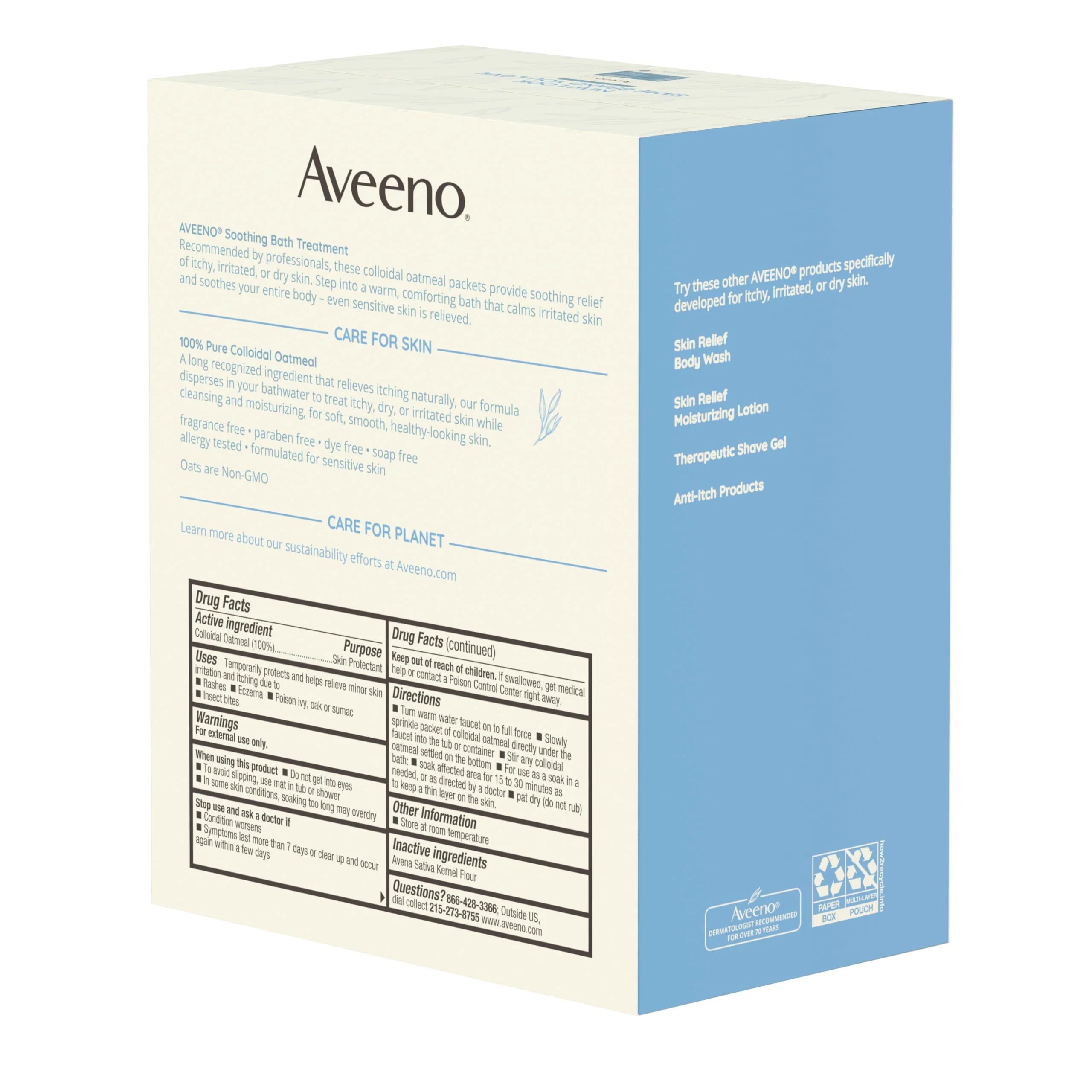 Aveeno Fragrance-Free Soothing Bath Treatment & Soak for Soothing Relief, 100% Natural Colloidal Oatmeal, Relieves Itchy, Irritated Skin Due to Eczema, 8 Single-Use Bath Packets - Image 4