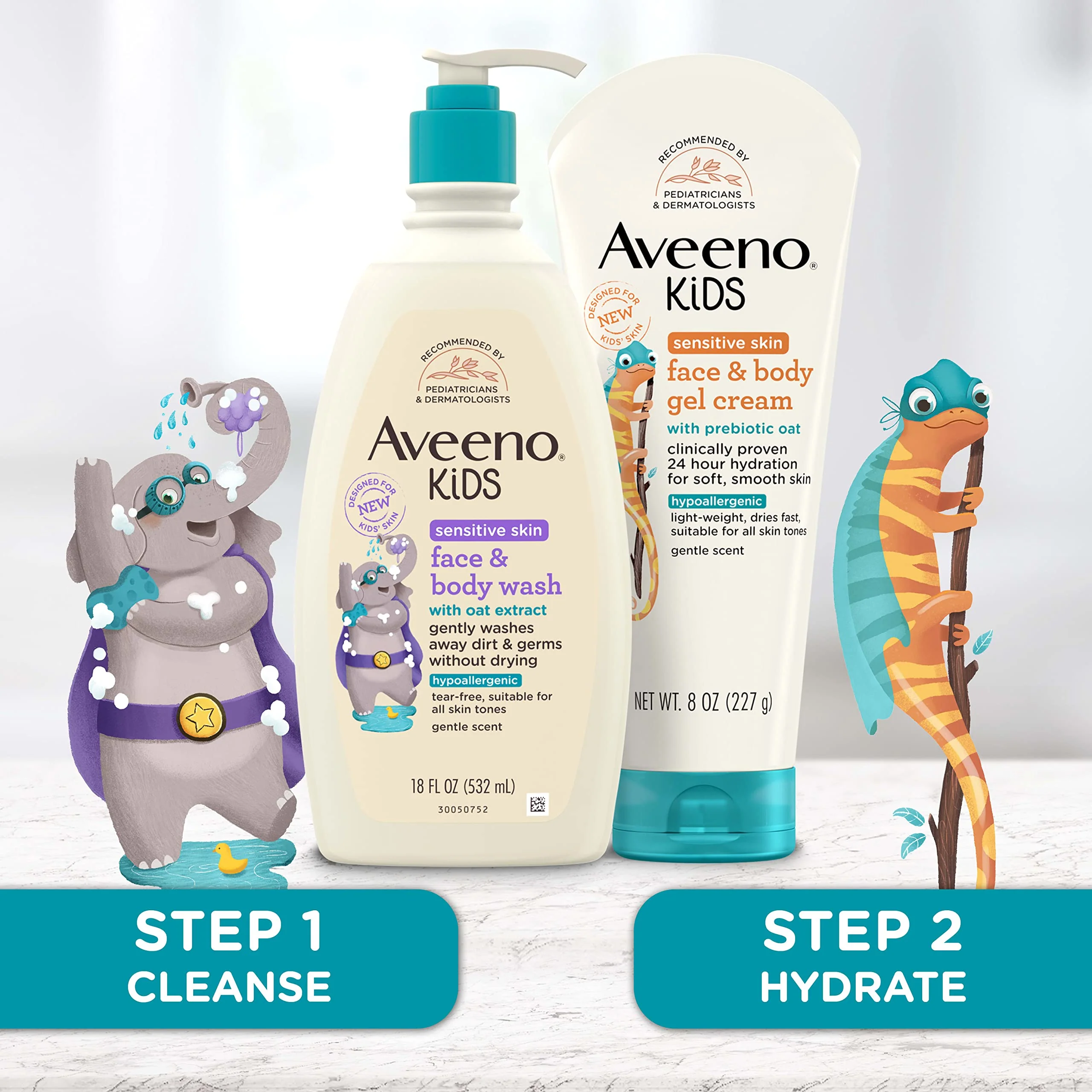 Aveeno Sensitive Skin Face & Body Gel Cream for Kids with Prebiotic Oat, Clinically Proven 24 Hour Hydration for Soft Skin, Quick Drying and Lightweight, Hypoallergenic, 8 oz - Image 7