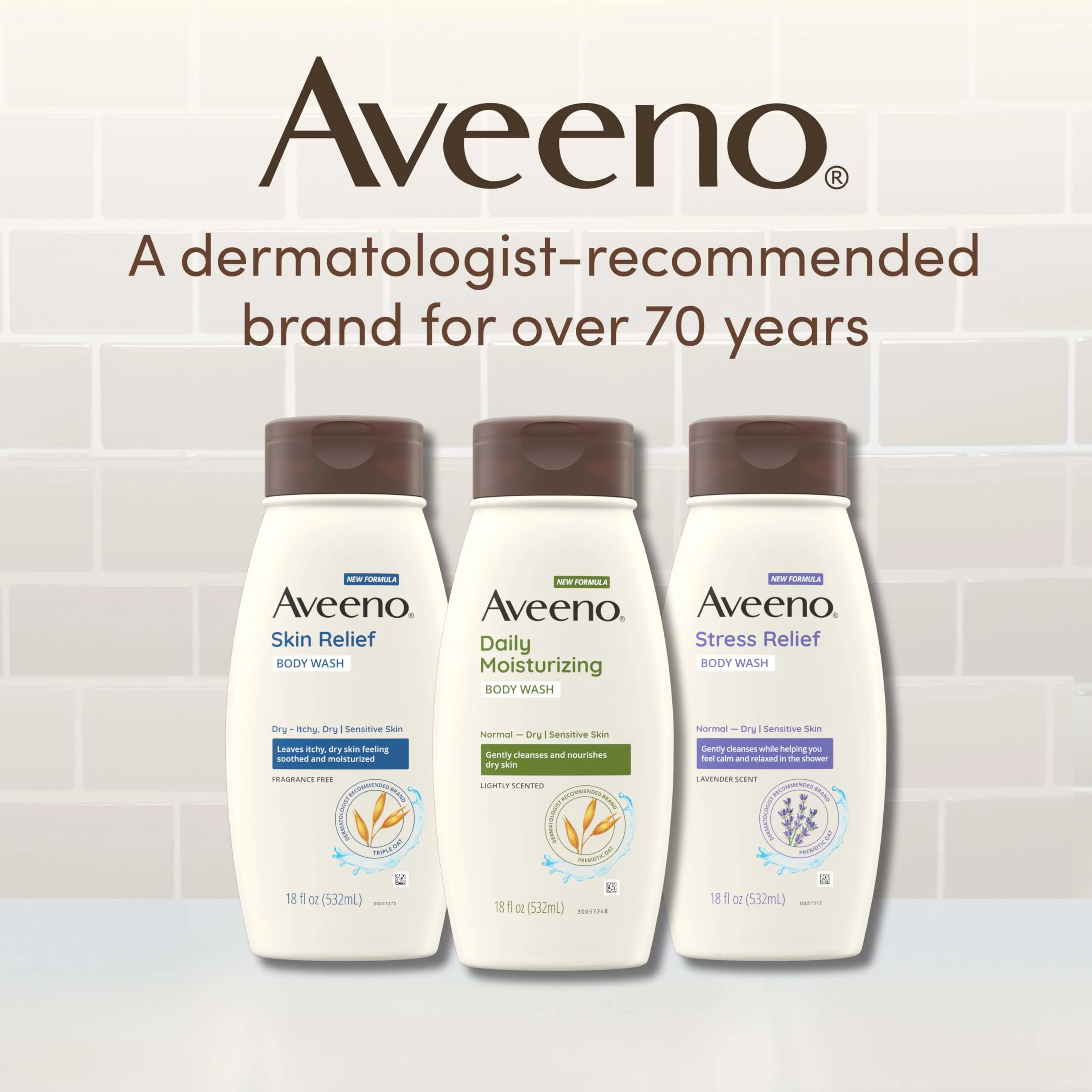 Aveeno Skin Relief Body Wash Fragrance-Free + Triple Oat Formula, Gentle Daily Cleanser for Sensitive Skin Leaves Itchy, Dry Skin Feeling Soothed & Moisturized, Body Wash Refill, 36 fl. oz - Image 3