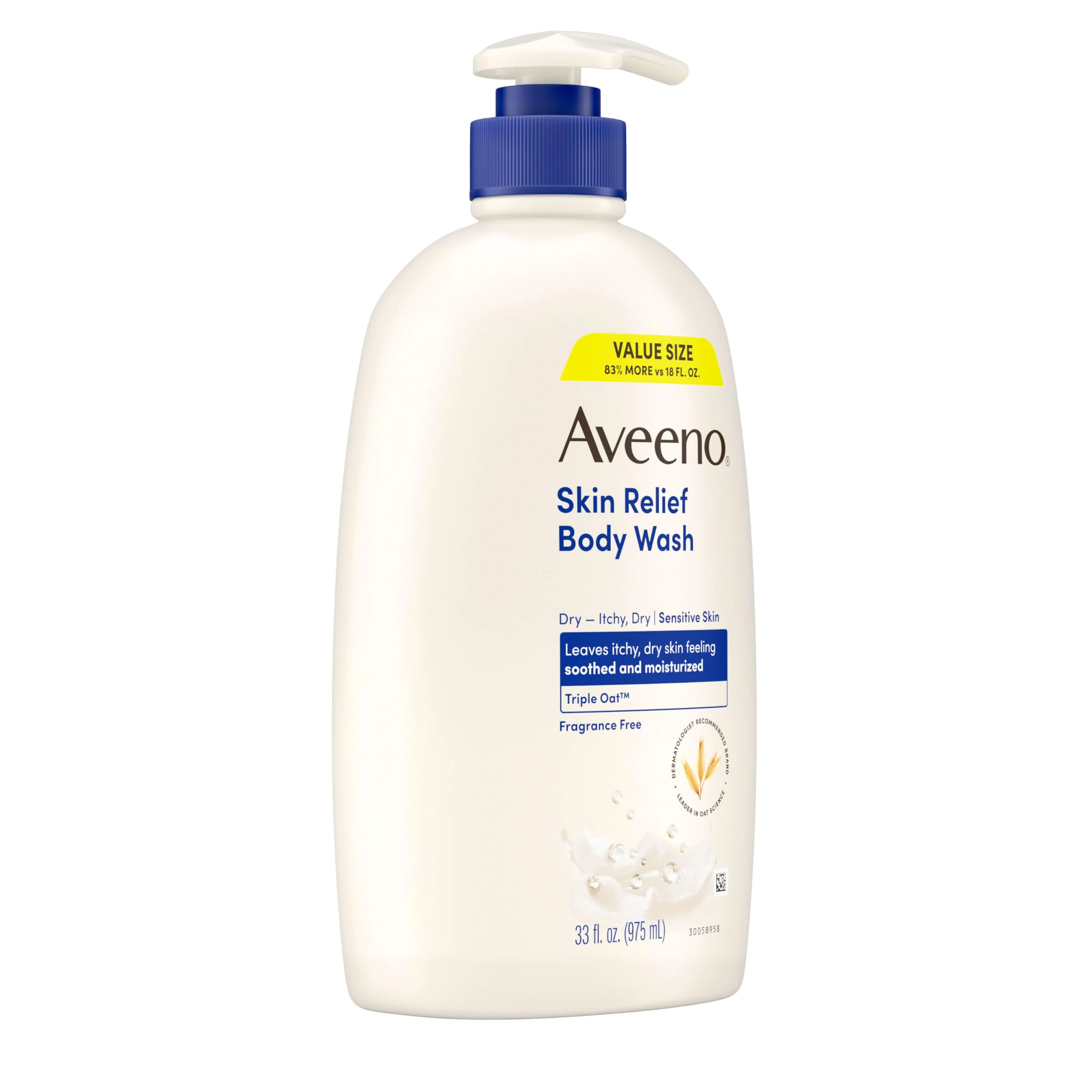 Aveeno Skin Relief Fragrance-Free Body Wash with Triple Oat® Complex, Gentle Daily Cleanser for Sensitive Skin Leaves Itchy, Dry Skin Feeling Soothed & Moisturized, 33 fl. oz - Image 5
