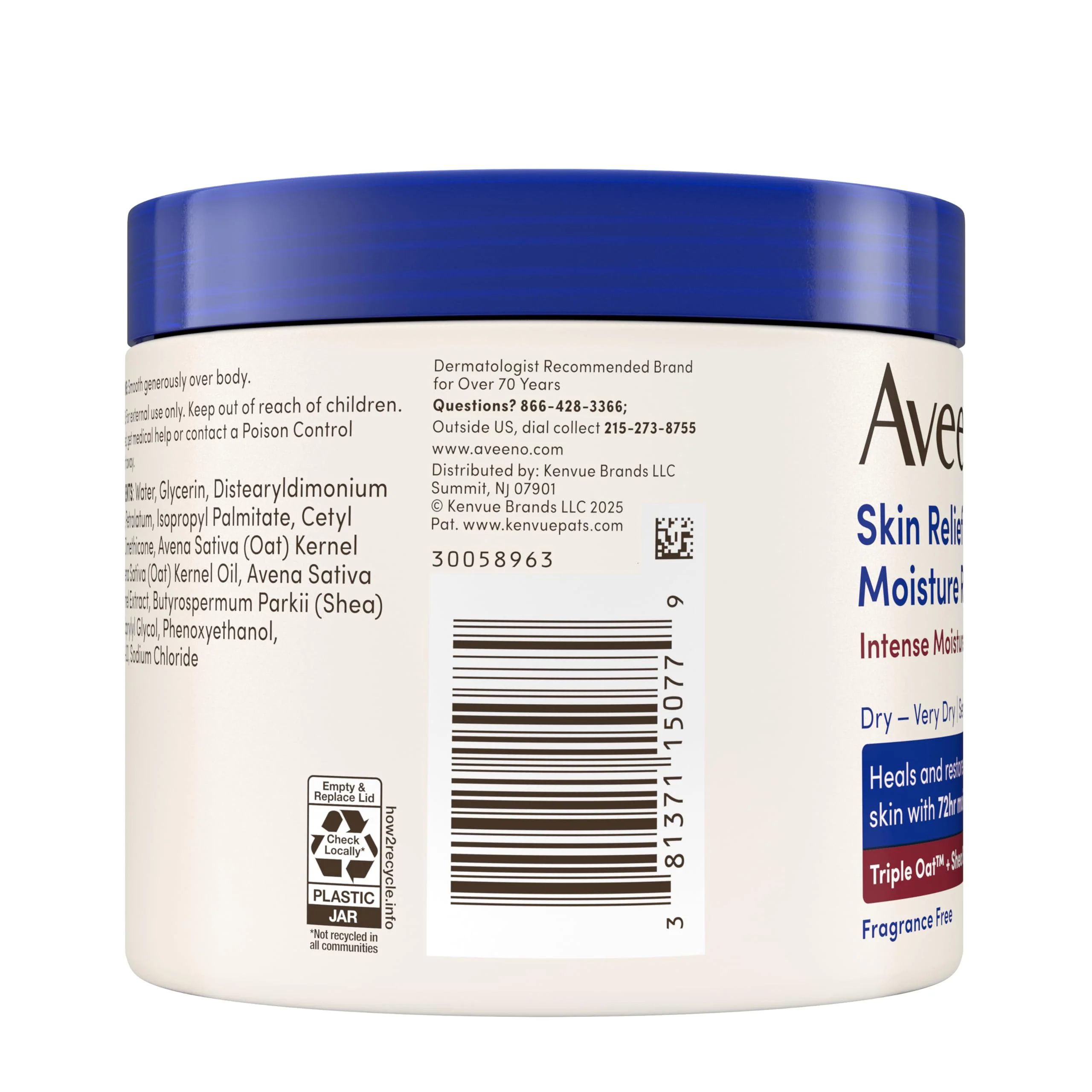 Aveeno Skin Relief Intense Moisture Repair Body Cream with Triple Oat & Shea Butter Formula, Helps Heal, Repair & Restore Very Dry Skin with Long-Lasting Moisture, Fragrance-Free, 11 oz - Image 4
