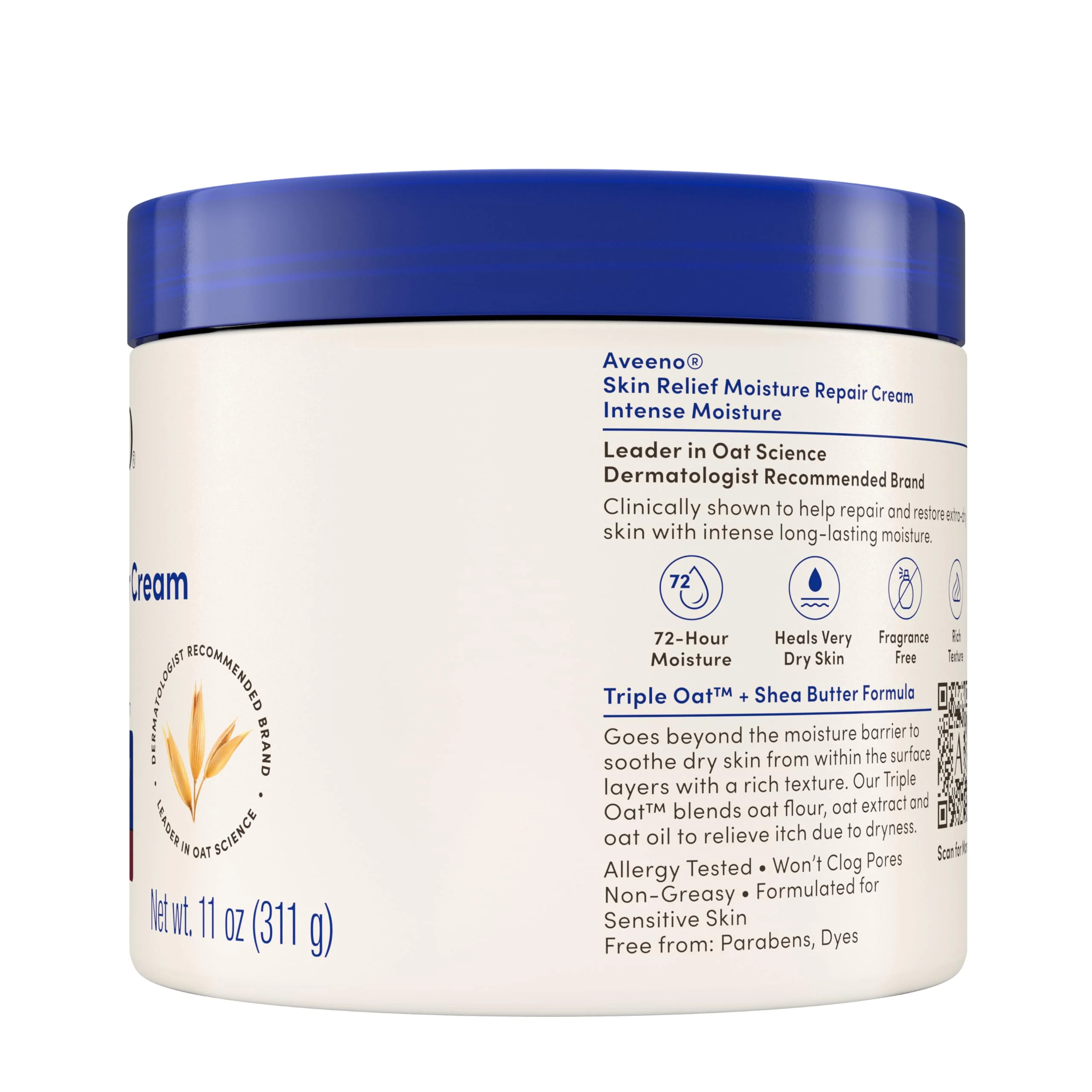 Aveeno Skin Relief Intense Moisture Repair Body Cream with Triple Oat & Shea Butter Formula, Helps Heal, Repair & Restore Very Dry Skin with Long-Lasting Moisture, Fragrance-Free, 11 oz - Image 5