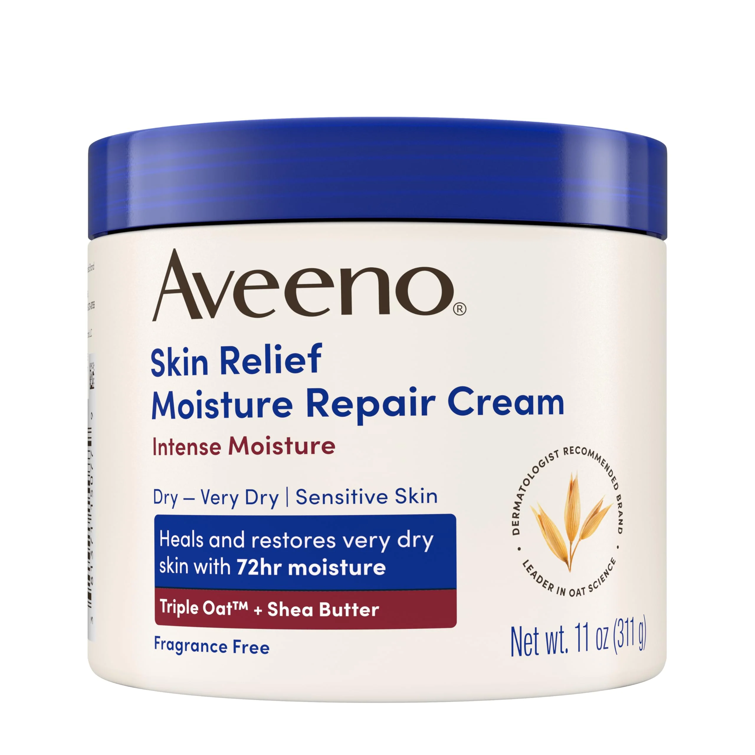 Aveeno Skin Relief Intense Moisture Repair Body Cream with Triple Oat & Shea Butter Formula, Helps Heal, Repair & Restore Very Dry Skin with Long-Lasting Moisture, Fragrance-Free, 11 oz - Image 7