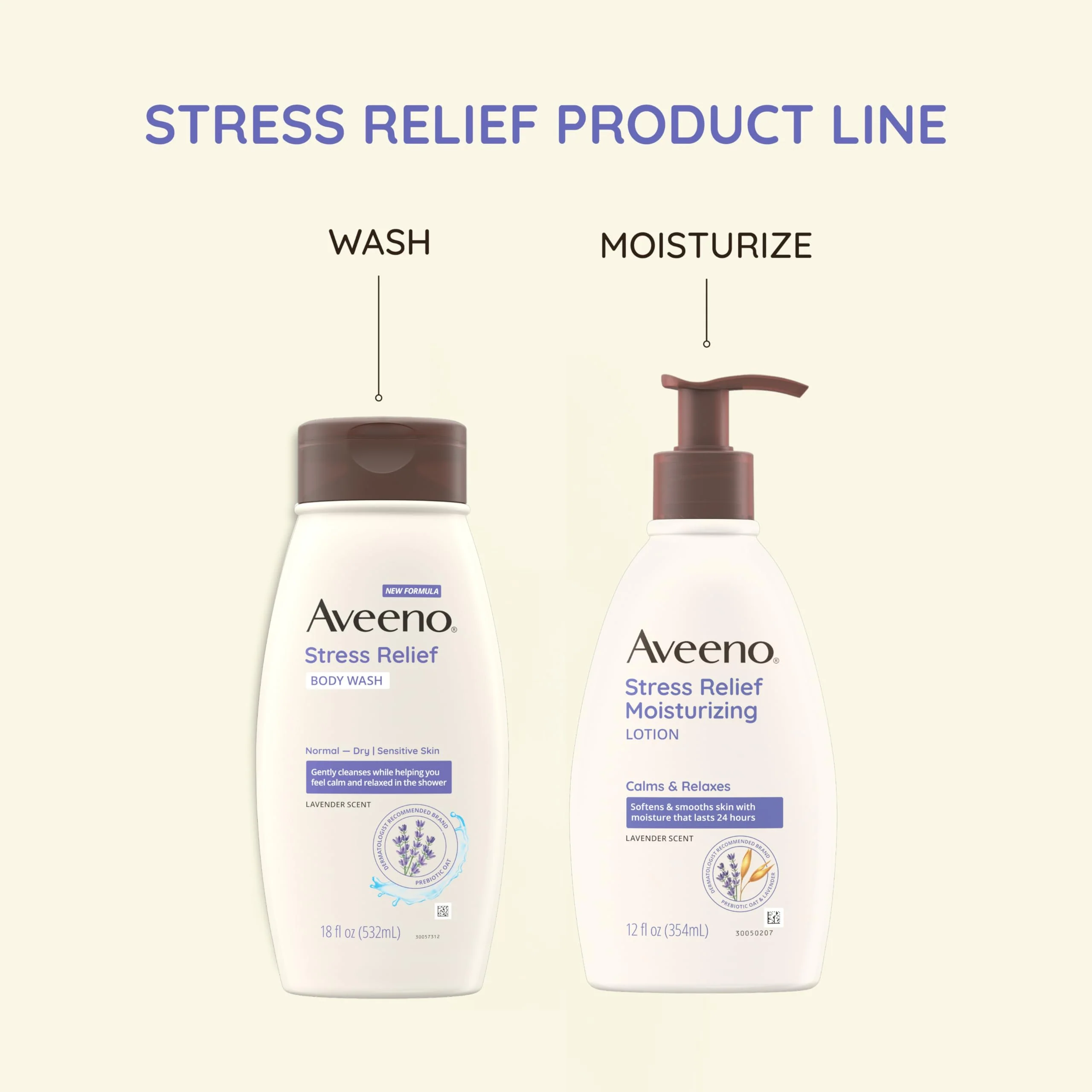 Aveeno Stress Relief Body Wash for Women, Calming Lavender Scent & Prebiotic Oat, Cleanser for Sensitive Dry Skin, Paraben, Dye & Soap-Free, 33 Fl Oz - Image 4