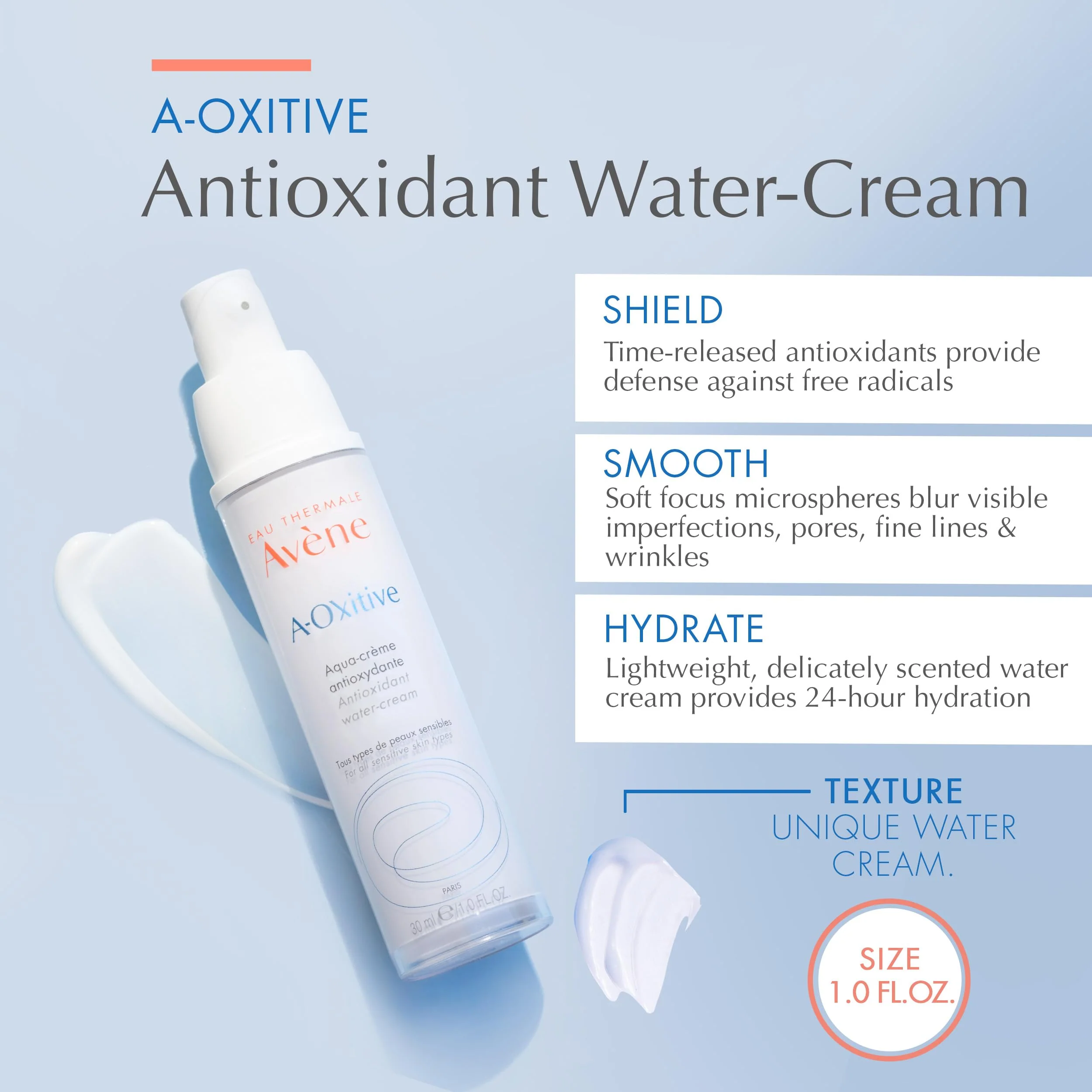 Avène A-Oxitive Antioxidant Water Cream, Vitamin C & E, Hyaluronic Acid, Free Radical Protection, 1 Oz - Image 6