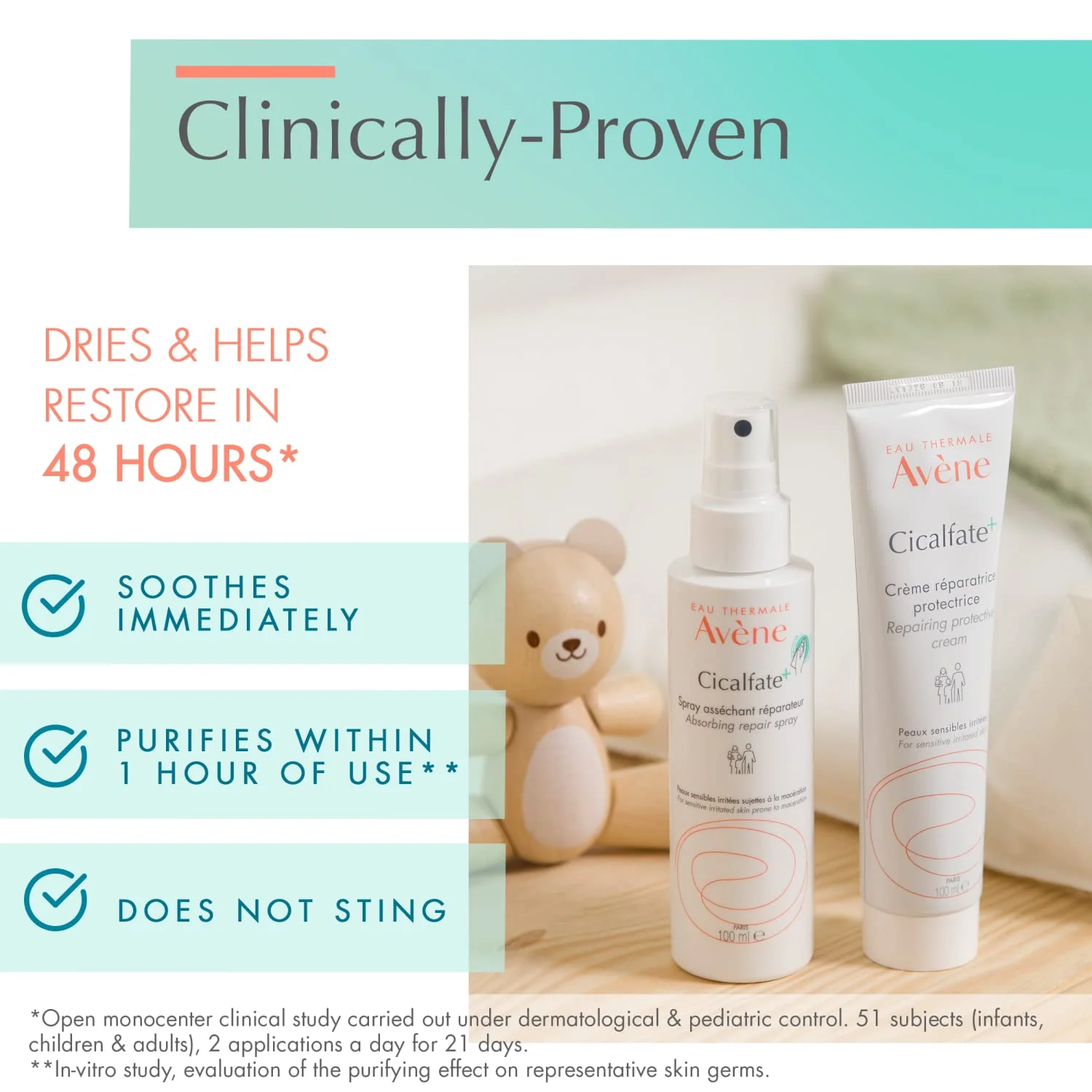 Avène Cicalfate+ Absorbing Soothing Spray to dry and restore irritated, sensitive skin, helps restore skin barrier, safe for infants, children and adults - Image 2