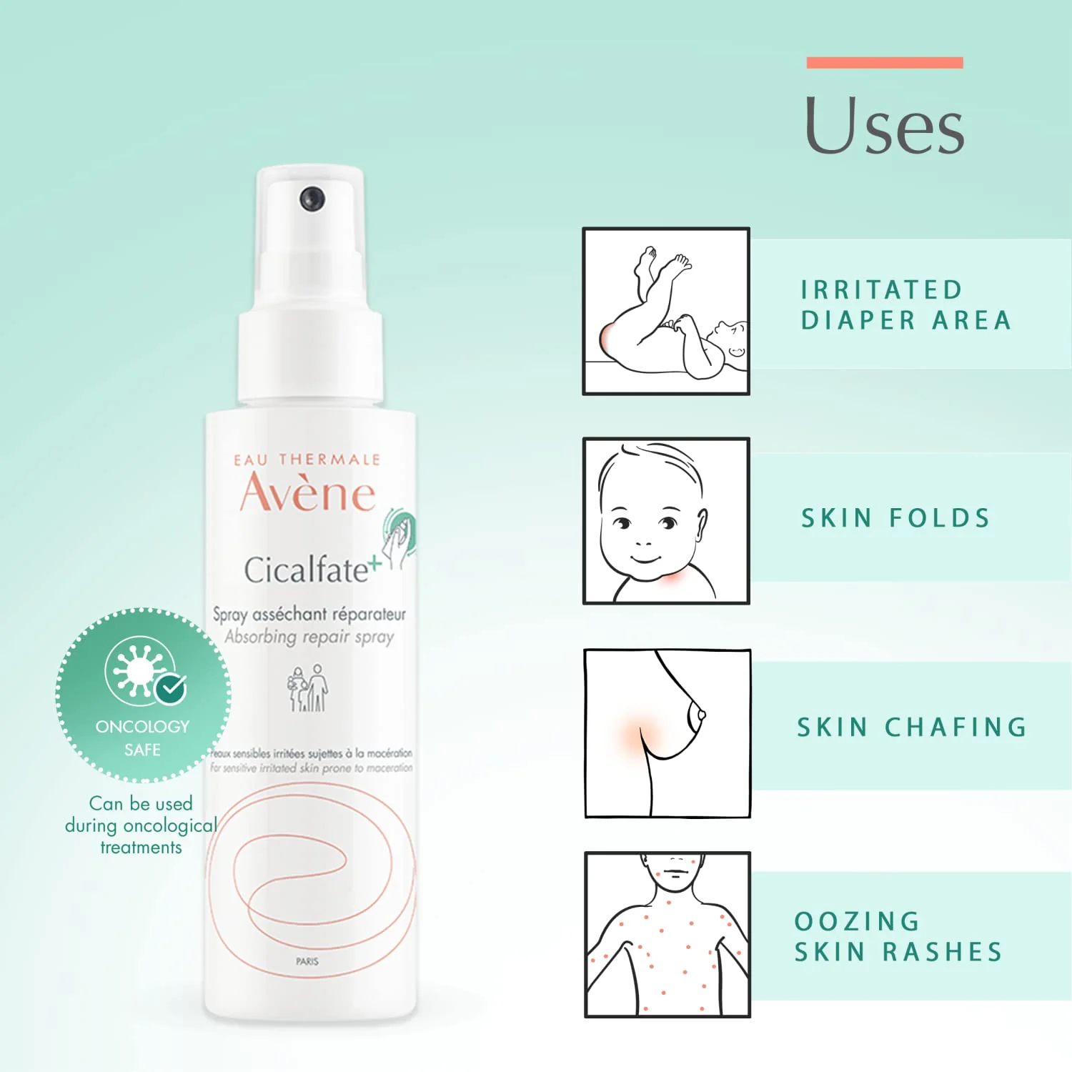 Avène Cicalfate+ Absorbing Soothing Spray to dry and restore irritated, sensitive skin, helps restore skin barrier, safe for infants, children and adults - Image 3