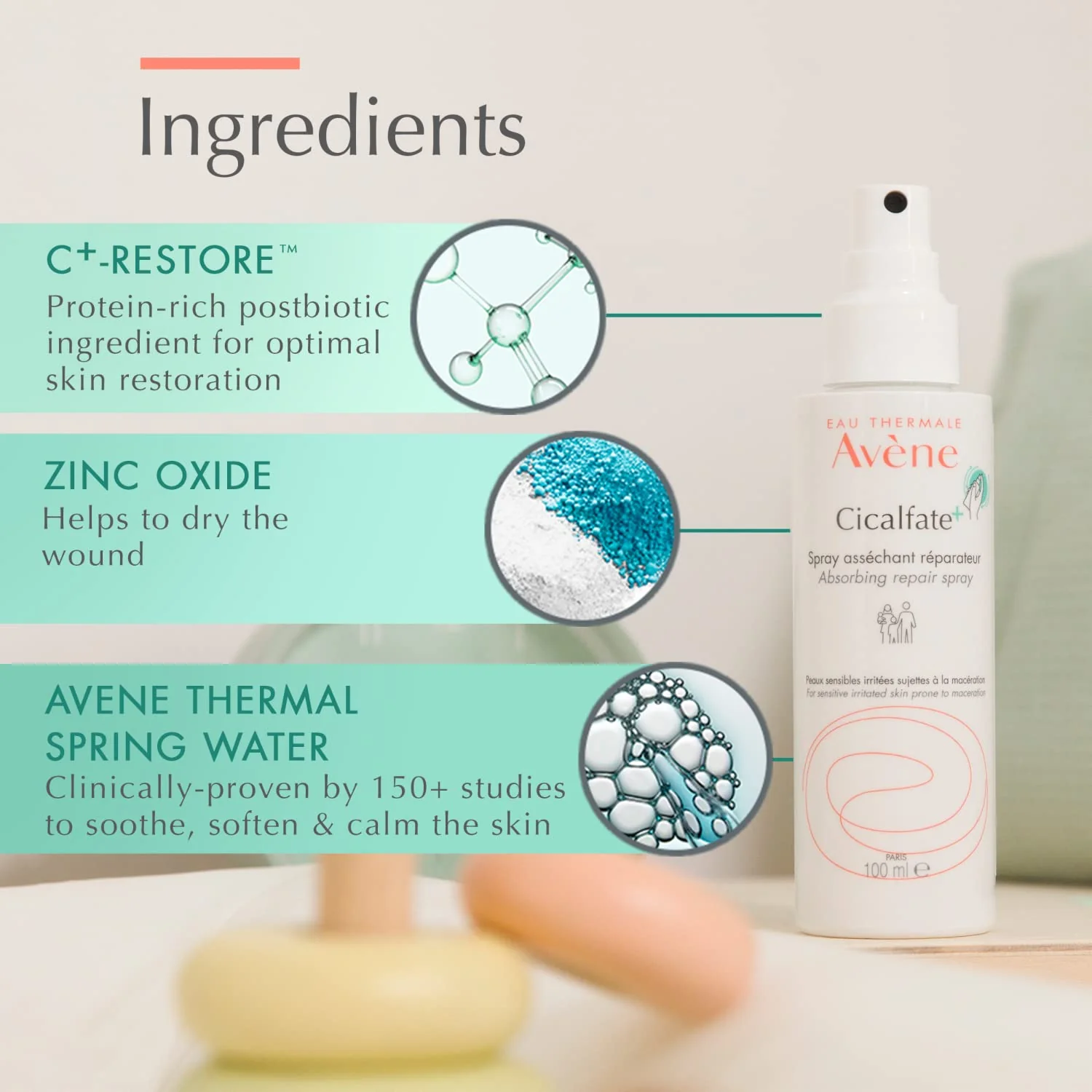 Avène Cicalfate+ Absorbing Soothing Spray to dry and restore irritated, sensitive skin, helps restore skin barrier, safe for infants, children and adults - Image 4