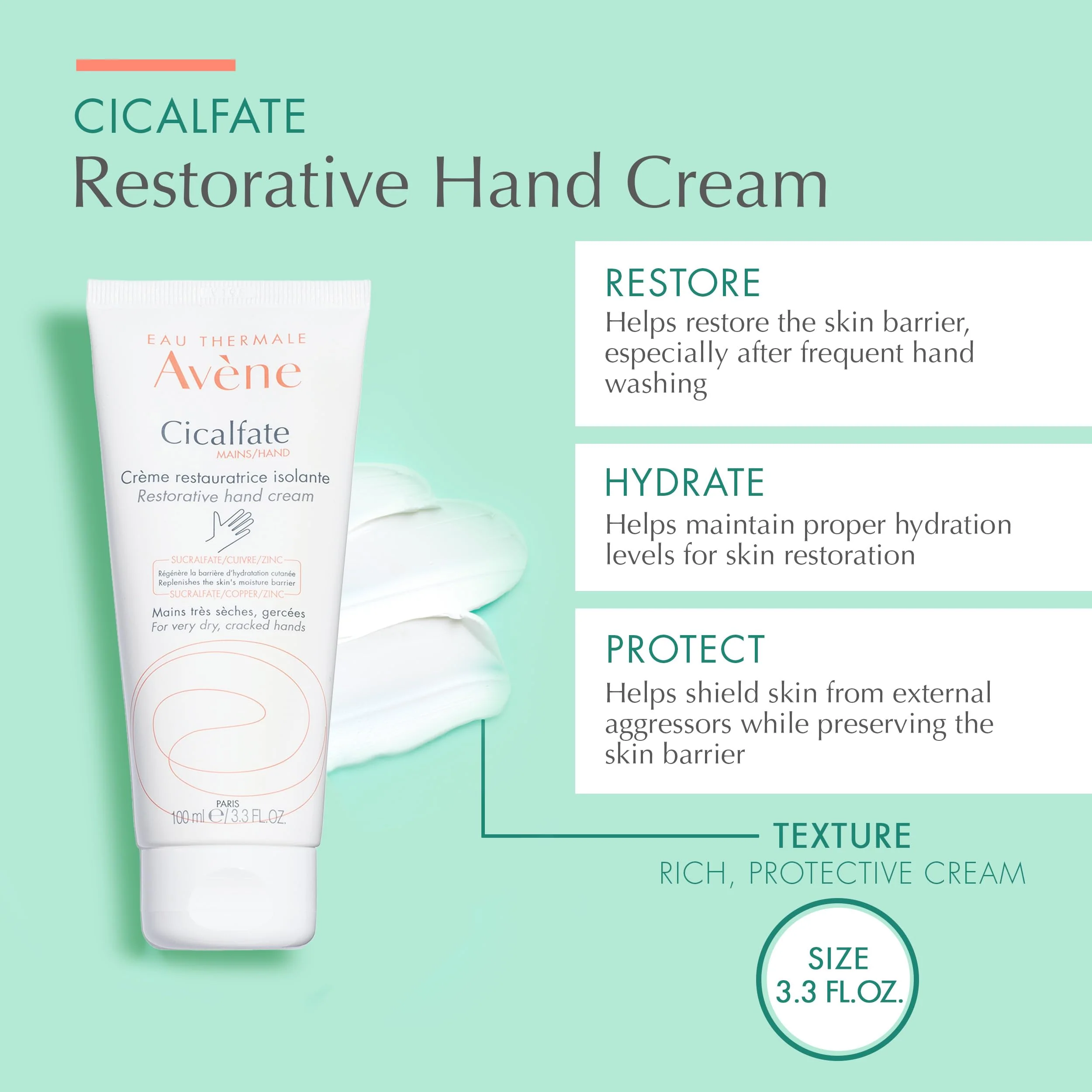 Avène Cicalfate Hand Cream, Intense Nourishing Lotion for Dry Cracked Hands, 3.3 Oz - Image 6
