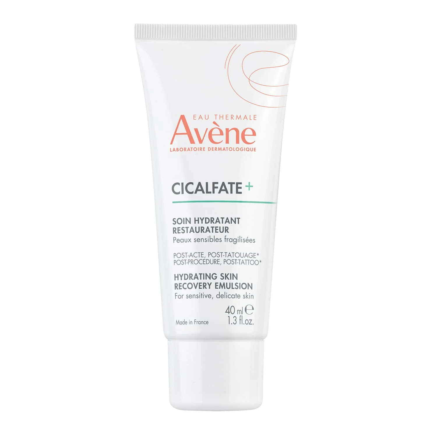 Avène Cicalfate+ Hydrating Skin Recovery Emulsion for post-procedure & post-tattoo, helps restore skin barrier, 24hr hydration, 1.3 Fl Oz