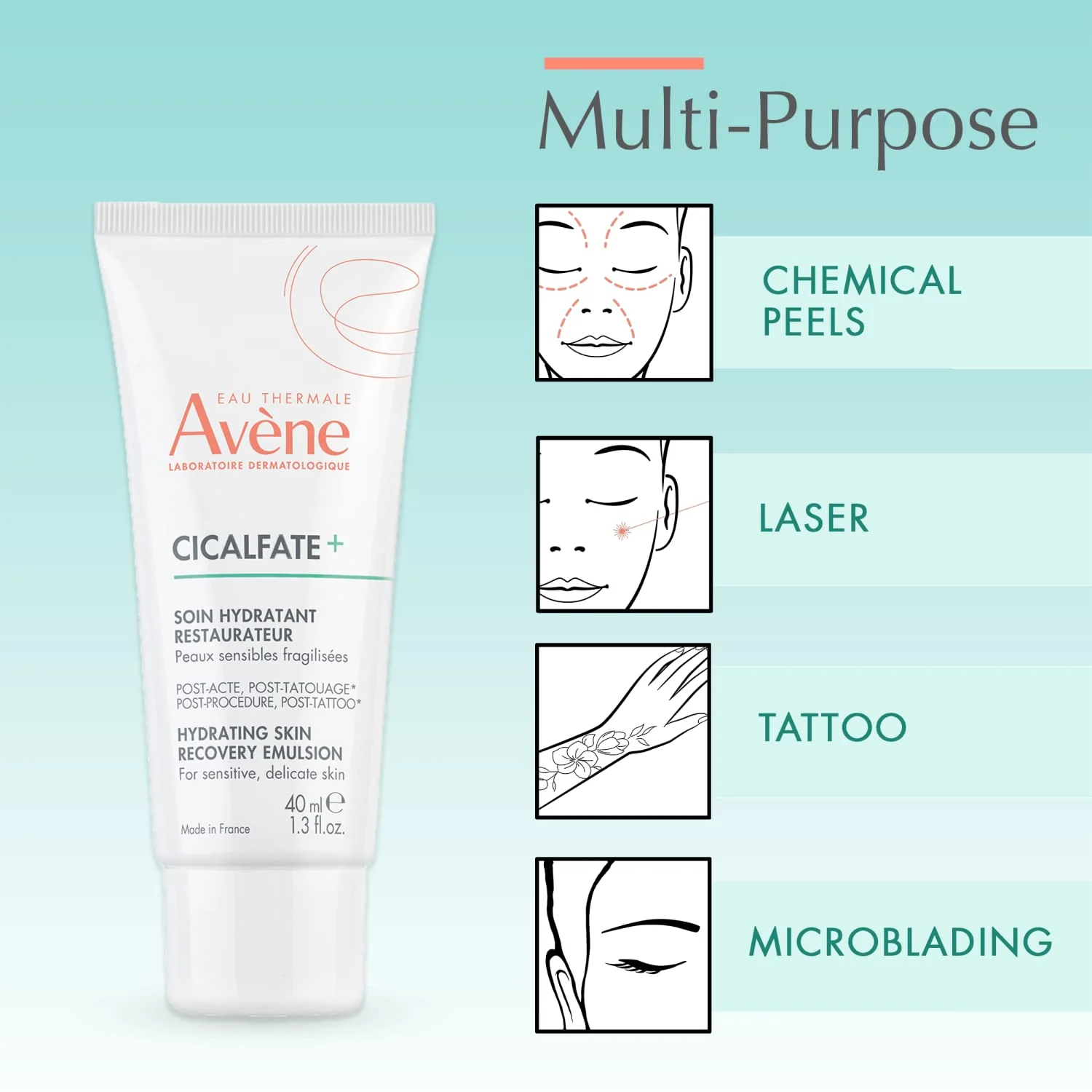 Avène Cicalfate+ Hydrating Skin Recovery Emulsion for post-procedure & post-tattoo, helps restore skin barrier, 24hr hydration, 1.3 Fl Oz - Image 4