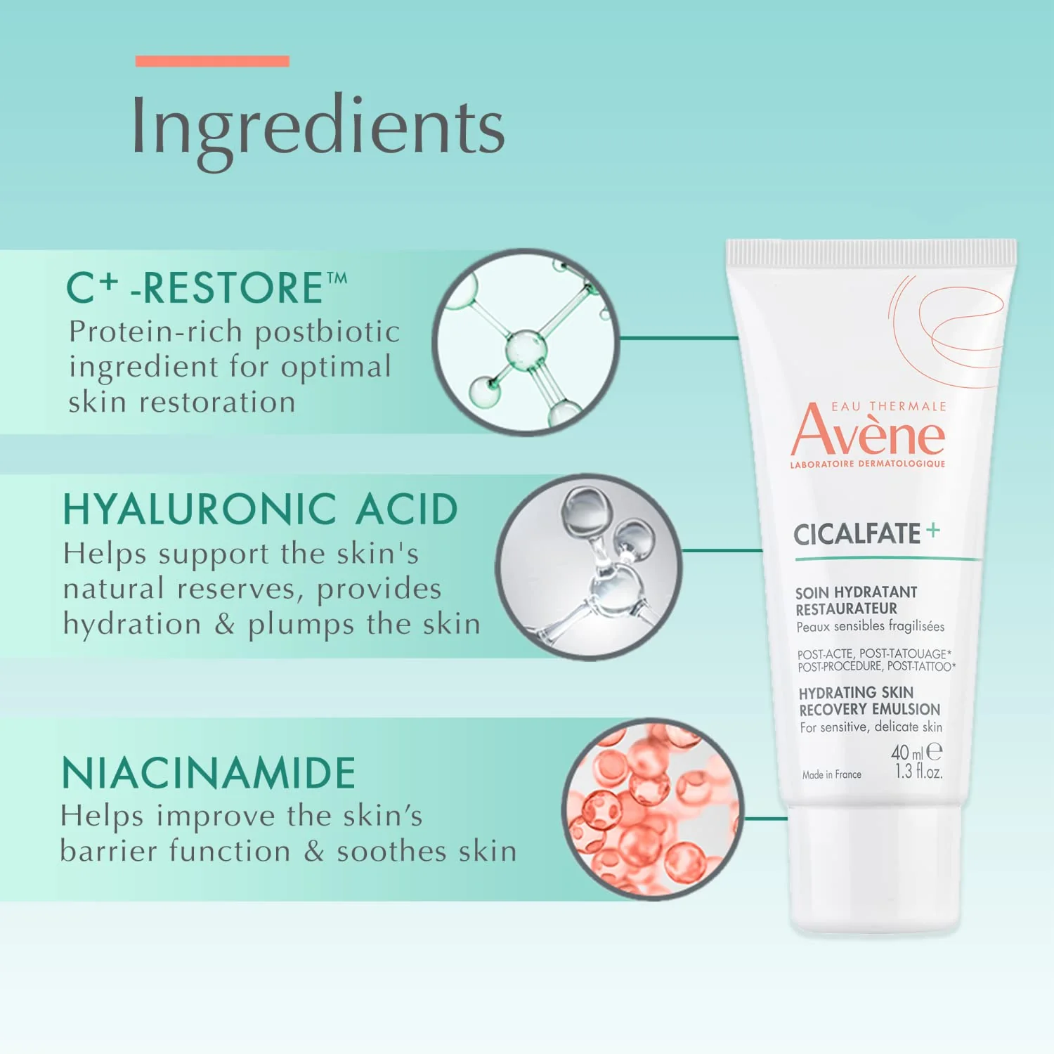 Avène Cicalfate+ Hydrating Skin Recovery Emulsion for post-procedure & post-tattoo, helps restore skin barrier, 24hr hydration, 1.3 Fl Oz - Image 5