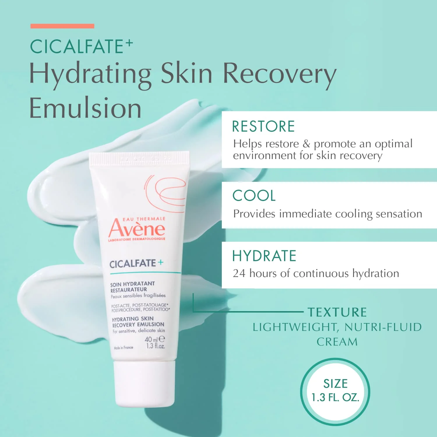 Avène Cicalfate+ Hydrating Skin Recovery Emulsion for post-procedure & post-tattoo, helps restore skin barrier, 24hr hydration, 1.3 Fl Oz - Image 7