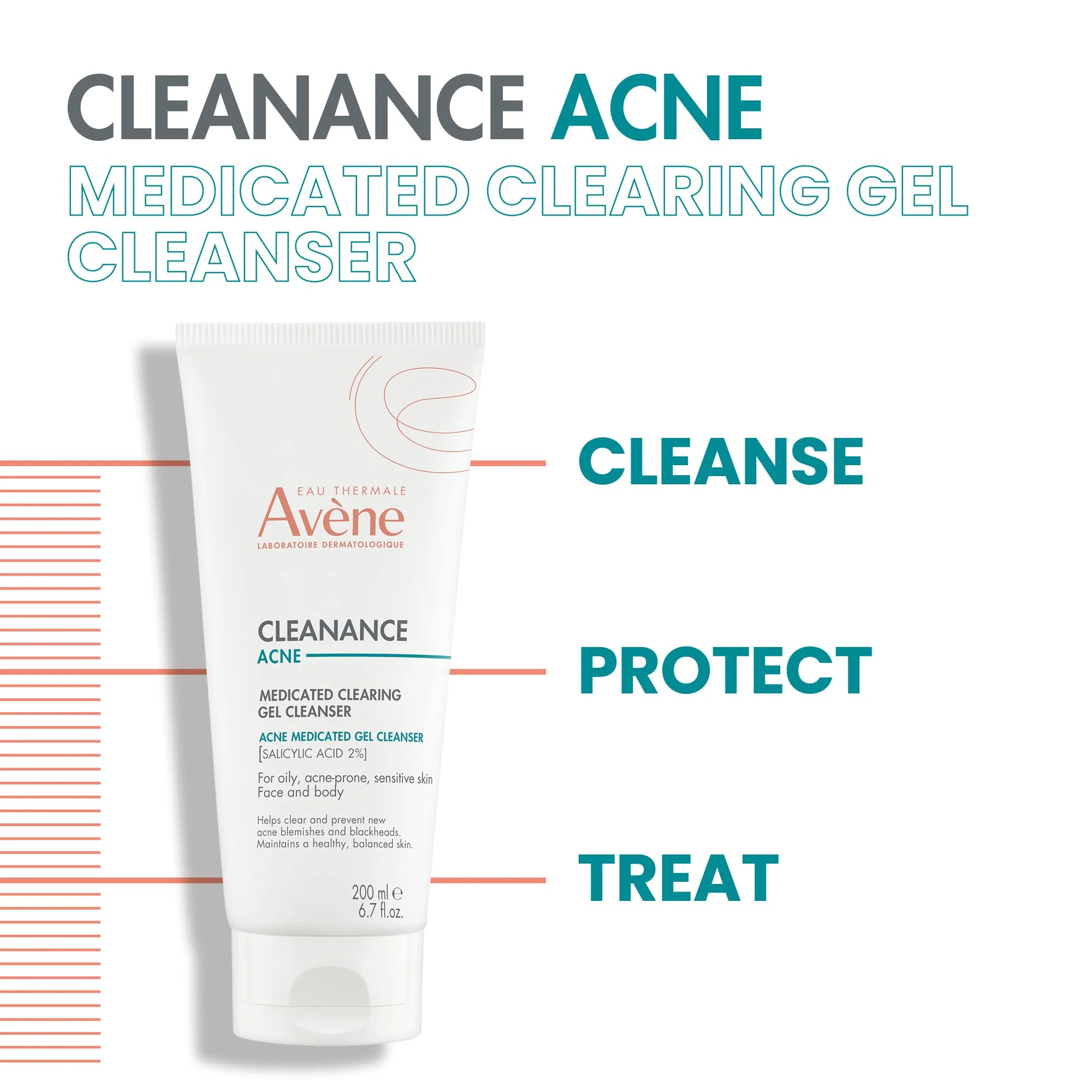 Avène Cleanance ACNE Clearing Gel, acne cleanser for sensitive skin with Salicylic Acid, deep cleanses & prevents acne on face & body 6.76 Fl Oz - Image 6
