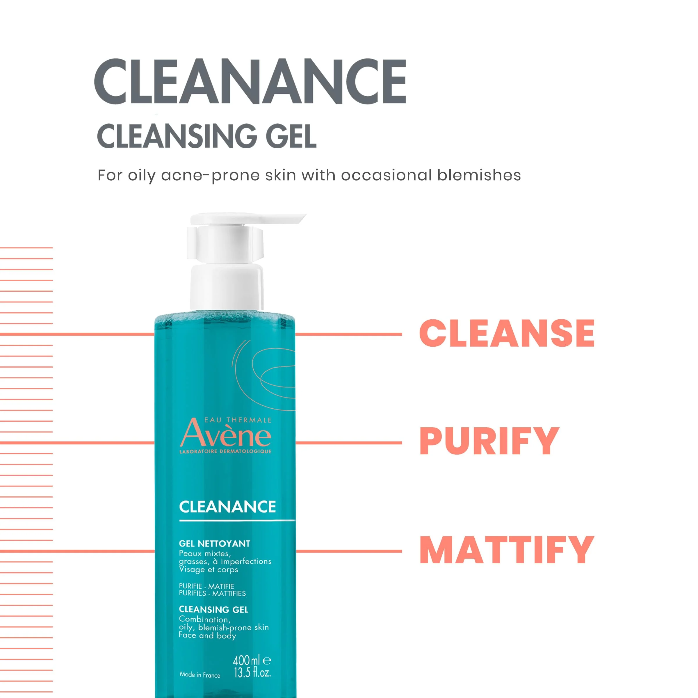 Avène Cleanance Cleansing Gel Soap Free Cleanser for Acne Prone, Oily, Face & Body, 13.5 Oz - Image 7