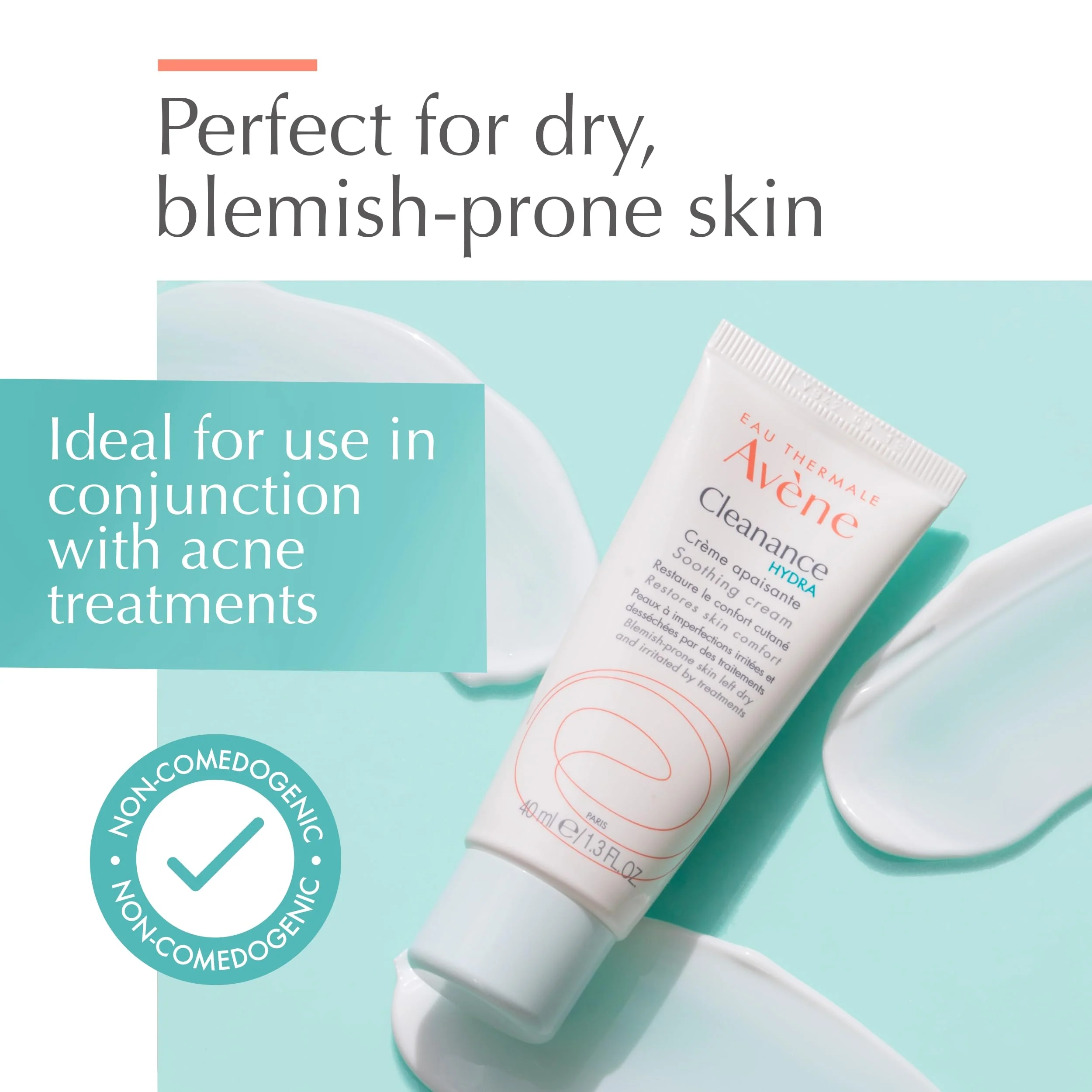 Avène Cleanance HYDRA Soothing Cream, Rich Moisturizer, Adjunctive Care for Drying Acne Treatments, 1.3 oz. - Image 4