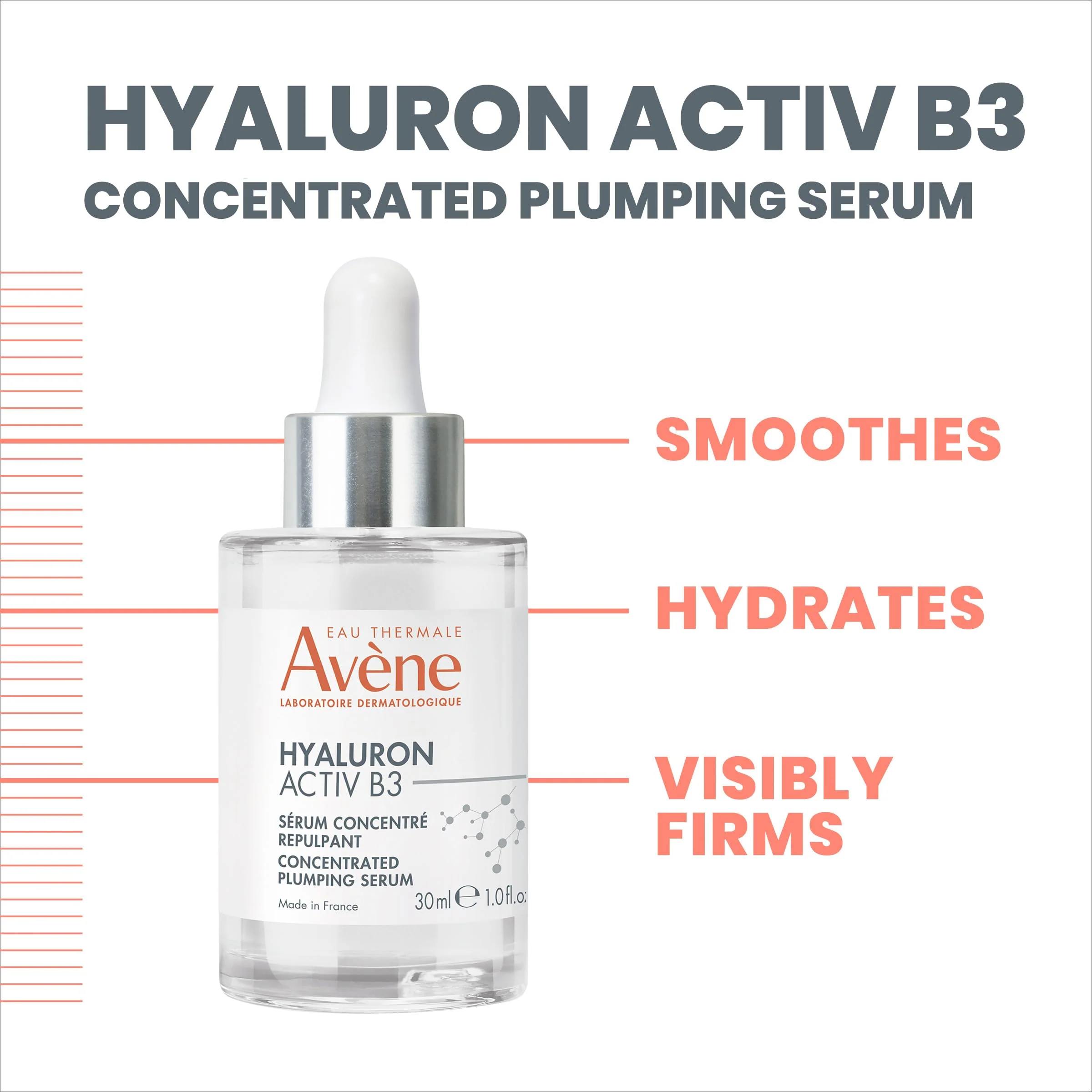 Avène Hyaluron ACTIV B3 Concentrated Plumping Serum, Light-weight hydrating serum, powered by Niacinamide + Pure Hyaluronic Acid, Firms & Plumps the skin for a healthy complexion 1 oz - Image 8