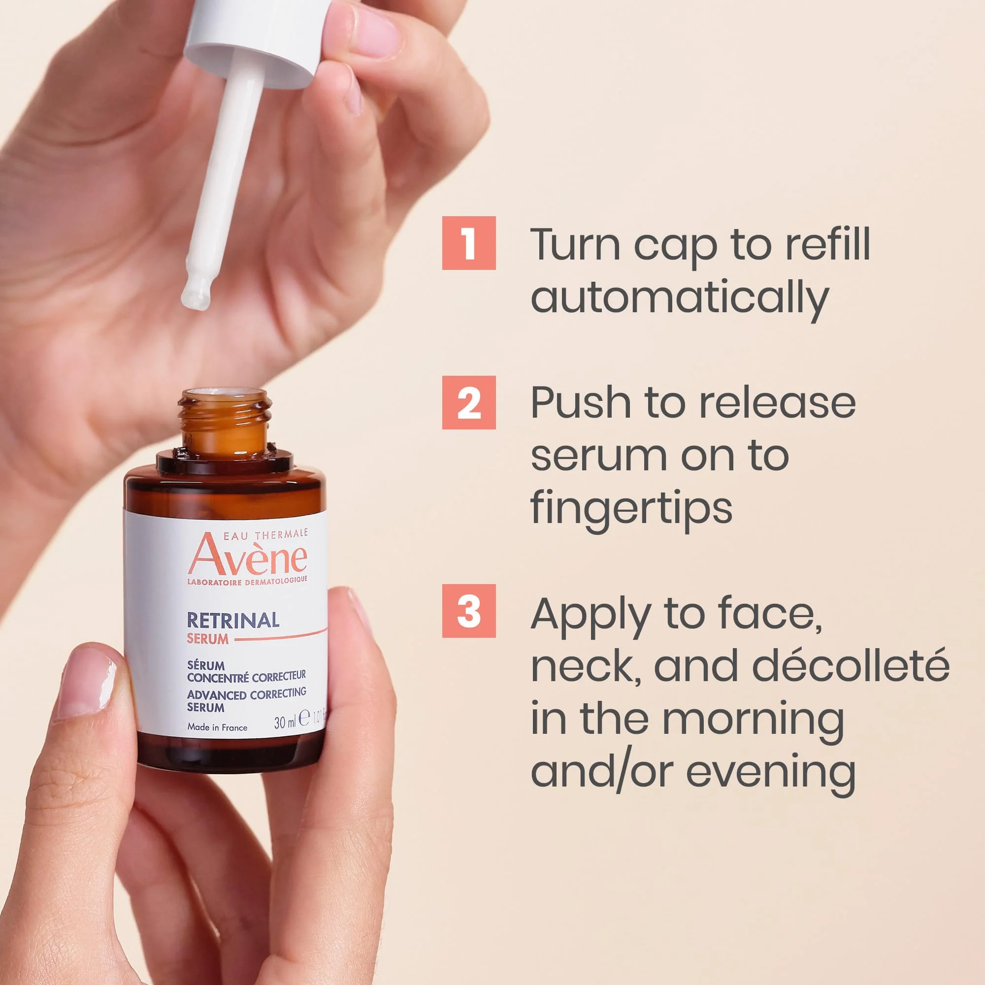 Avène RetrinAL Advanced Correcting Serum with Hyaluronic Acid & Niacinamide & Bakuchiol that firms, plumps & renews skin, Visibly minimize the appearance of fine lines & wrinkles, 1 Fl Oz - Image 3