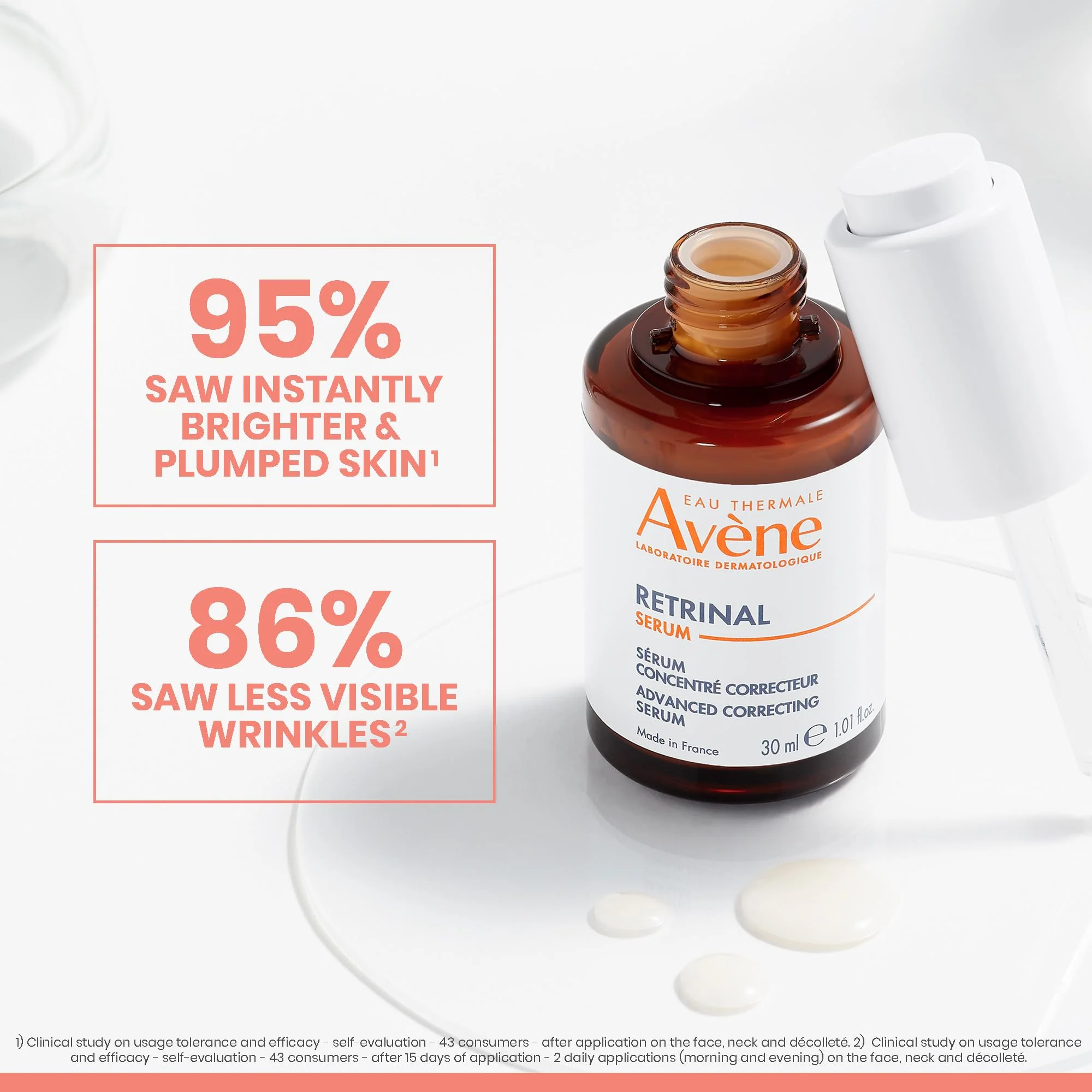 Avène RetrinAL Advanced Correcting Serum with Hyaluronic Acid & Niacinamide & Bakuchiol that firms, plumps & renews skin, Visibly minimize the appearance of fine lines & wrinkles, 1 Fl Oz - Image 7