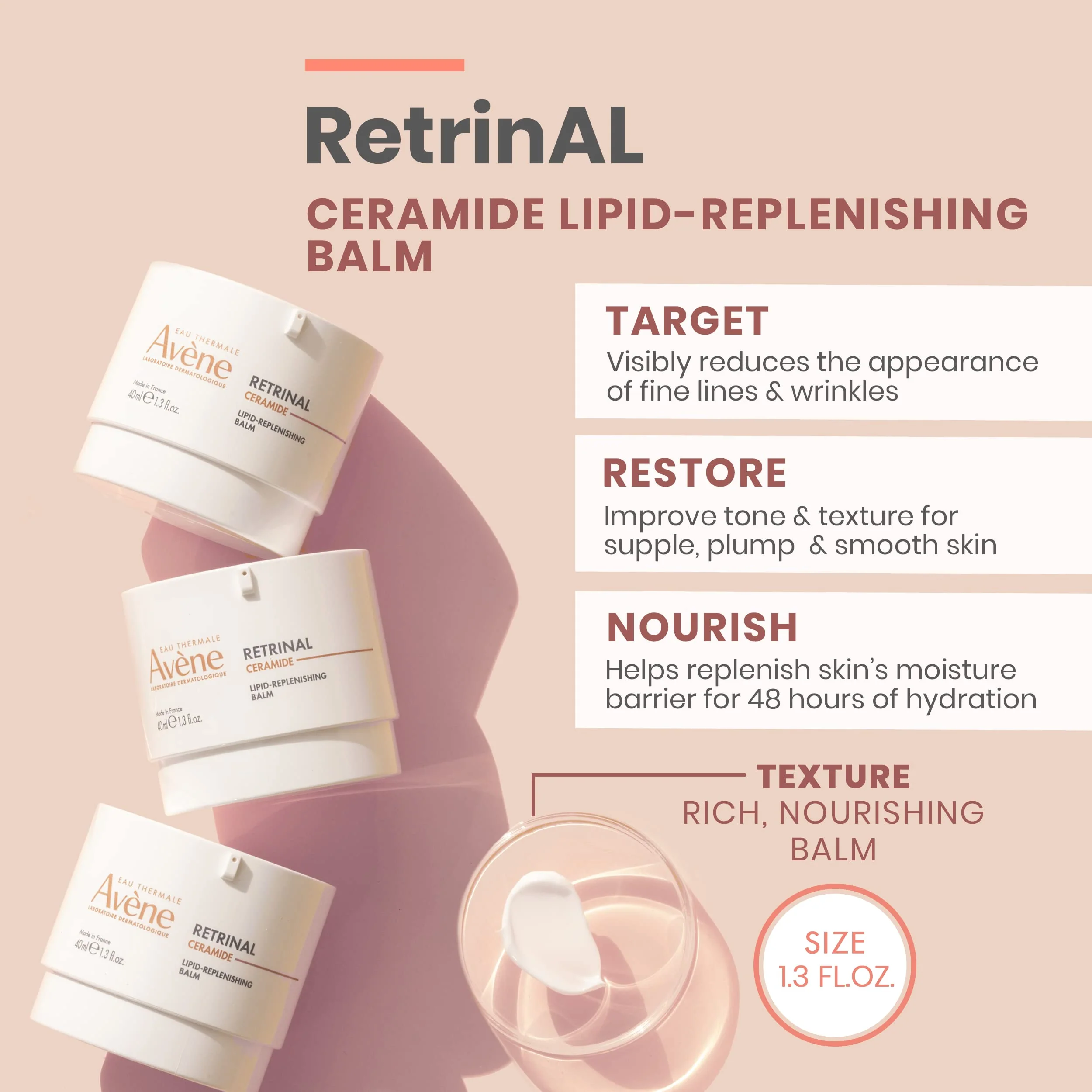 Avène RetrinAL Ceramide Lipid-Replenishing Balm - Bakuchiol, Niacinamide, Ceramide Complex - Nourishes Skin & Helps Reduce Visible Wrinkles - 1.3 Fl Oz - Image 6