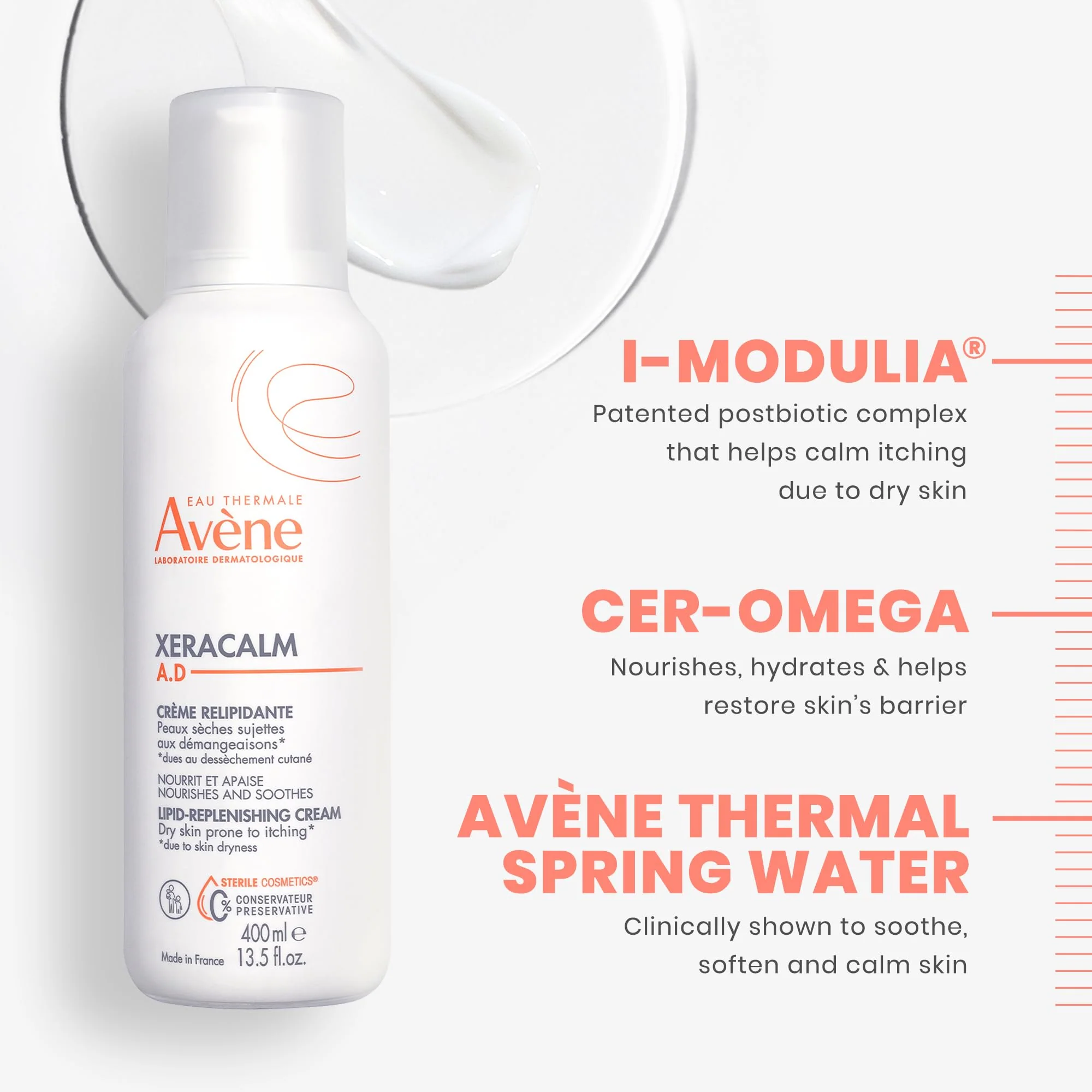 Avène XeraCalm A.D Lipid-Replenishing Cream, Atopic Dermatitis, Eczema-Prone Skin, For Dry, Itchy Skin, Restore Skin barrier, For Infants, Children & Adults, No Preservative, Fragrance-Free 6.7 Oz. - Image 6