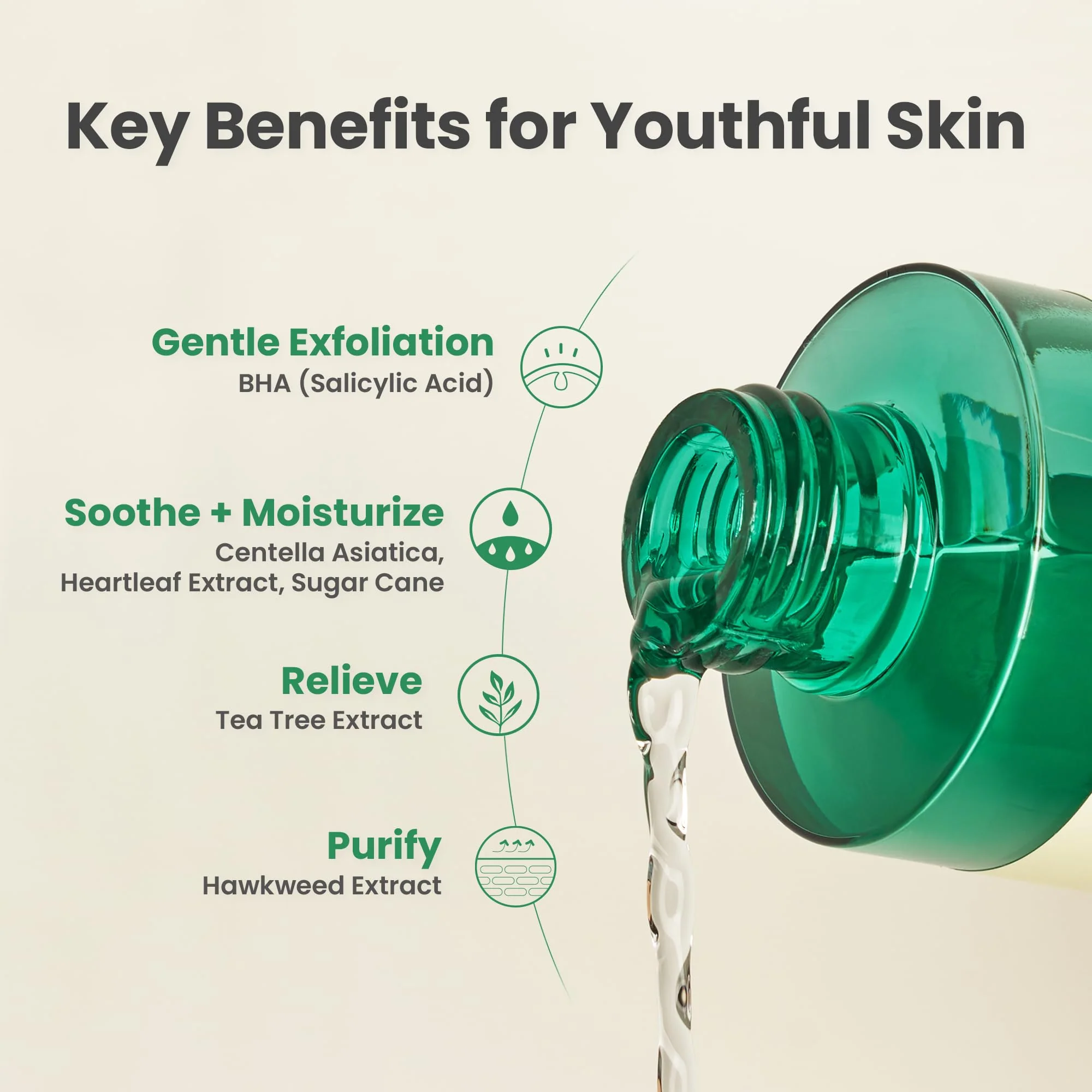 AXIS-Y Daily Purifying Treatment Toner with Salicylic Acid & Centella Asiatica - Pore Minimizer, Oil Control & Blemish Treatment Face Exfoliator - Vegan Korean Skin Care BHA Toner - 6.76 fl. oz. - Image 4