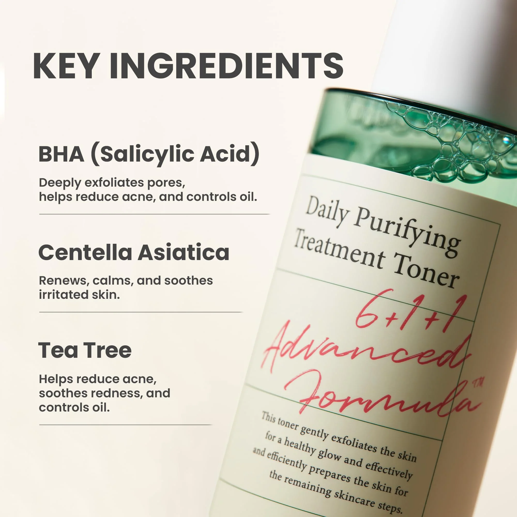 AXIS-Y Daily Purifying Treatment Toner with Salicylic Acid & Centella Asiatica - Pore Minimizer, Oil Control & Blemish Treatment Face Exfoliator - Vegan Korean Skin Care BHA Toner - 6.76 fl. oz. - Image 5
