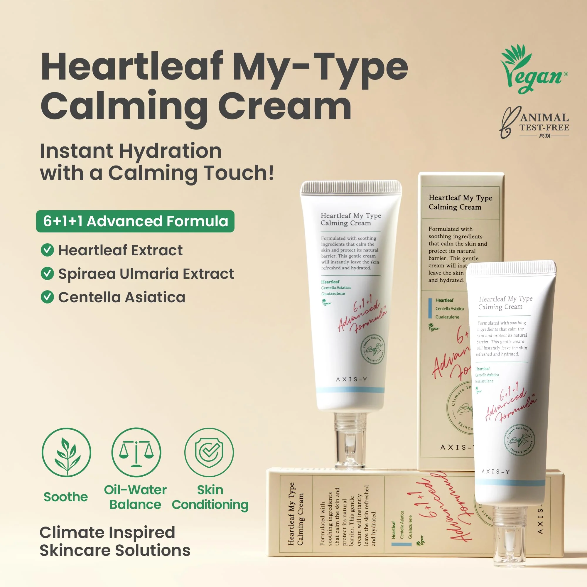 AXIS-Y Heartleaf My Type Calming Cream - Soothing, Redness Relief & Long Lasting Moisture Dewy Skin Daily Face Lotion - Vegan Korean Skin Care Moisturizer Face Cream - 2.02 fl. oz. - Image 2